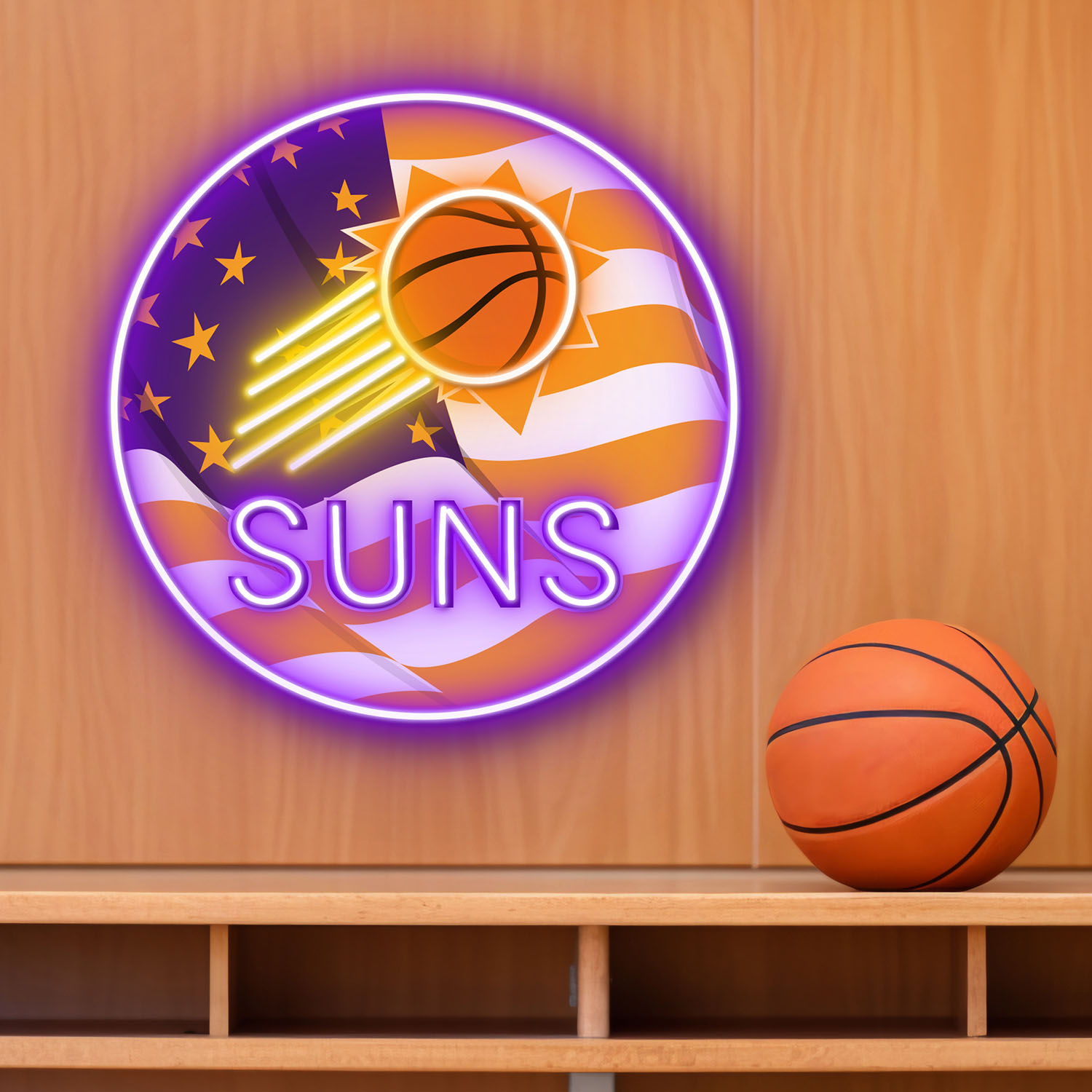 Phoenix Suns US Flag Acrylic Neon LED Sign NBA Home Decor
