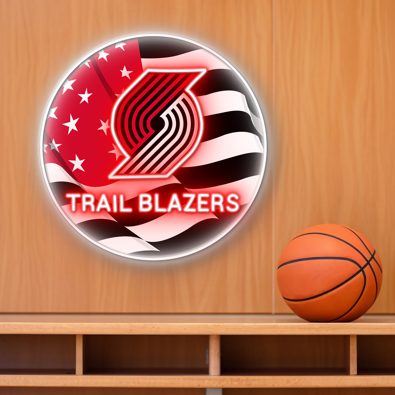 Portland Trail Blazers US Flag Acrylic Neon LED Sign NBA Home Decor