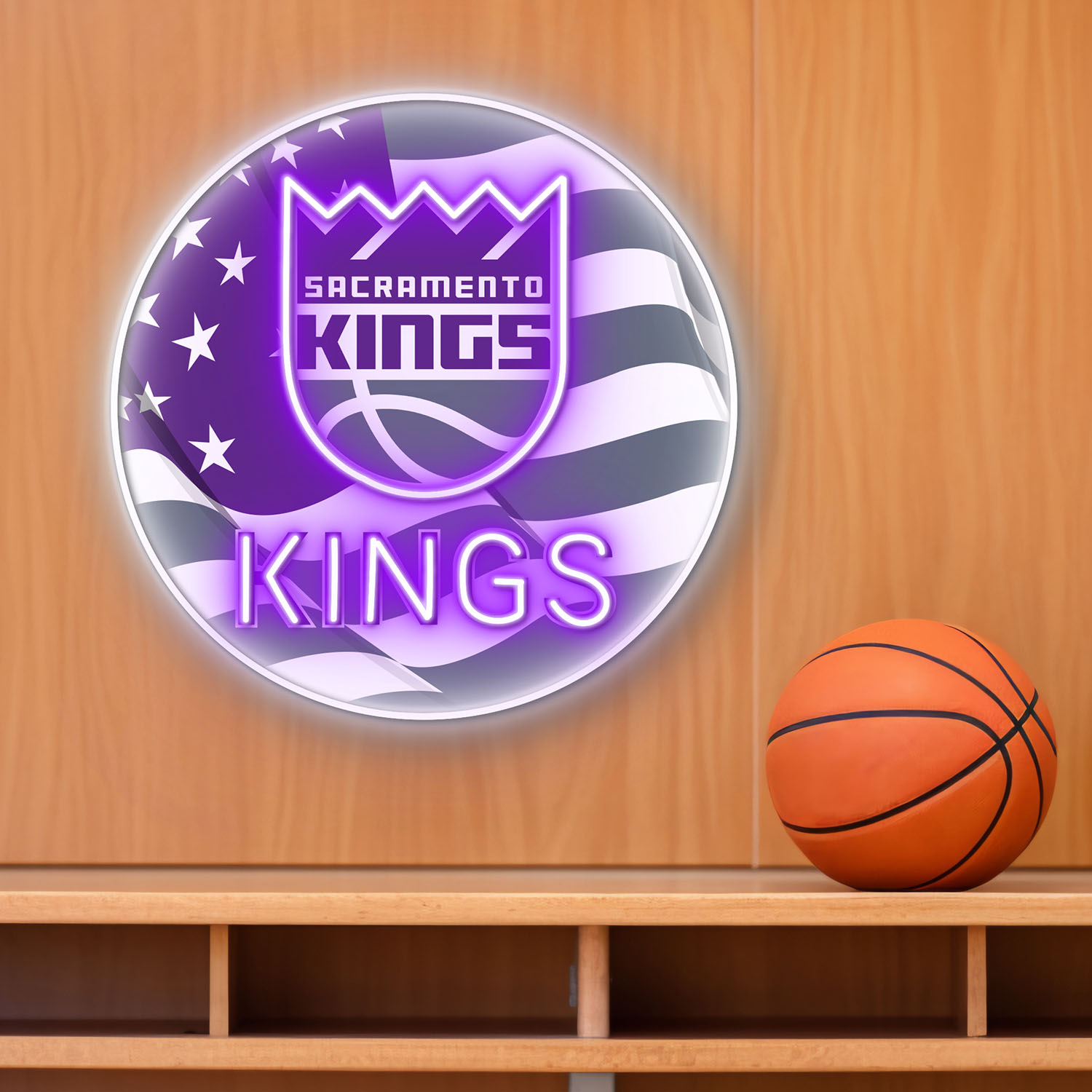 Sacramento Kings US Flag Acrylic Neon LED Sign NBA Home Decor
