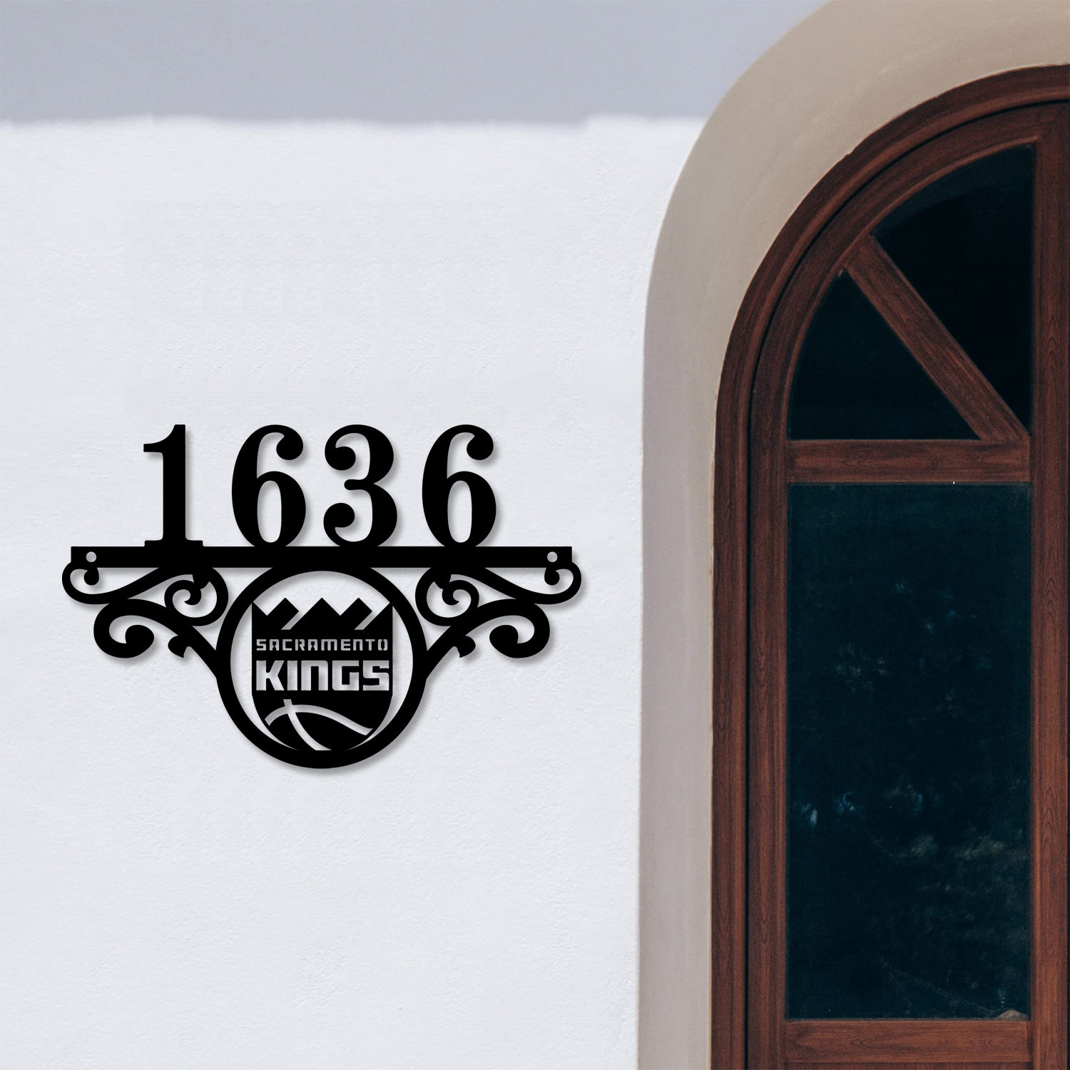 Sacramento Kings NBA Monogram Metal House Number Sign