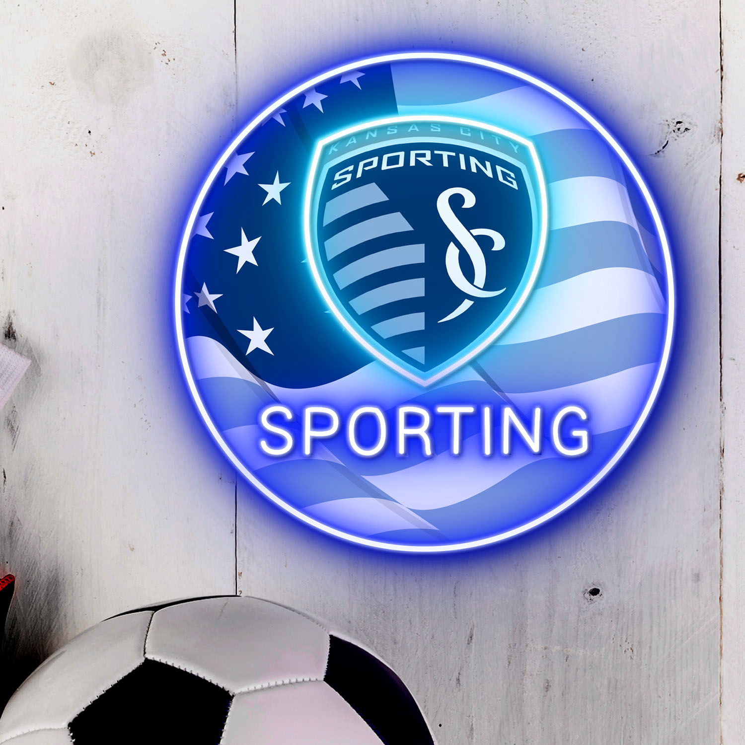 Sporting Kansas City FC US Flag Acrylic Neon LED Sign MLS Home Decor