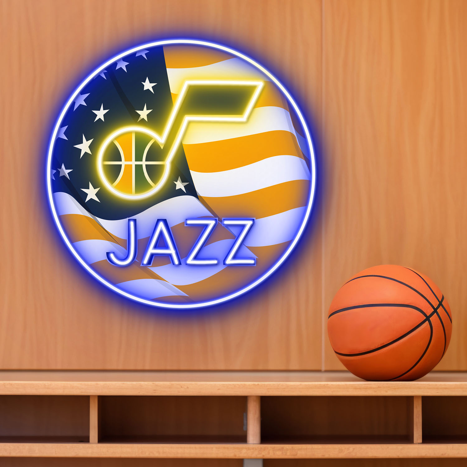 Utah Jazz US Flag Acrylic Neon LED Sign NBA Home Decor