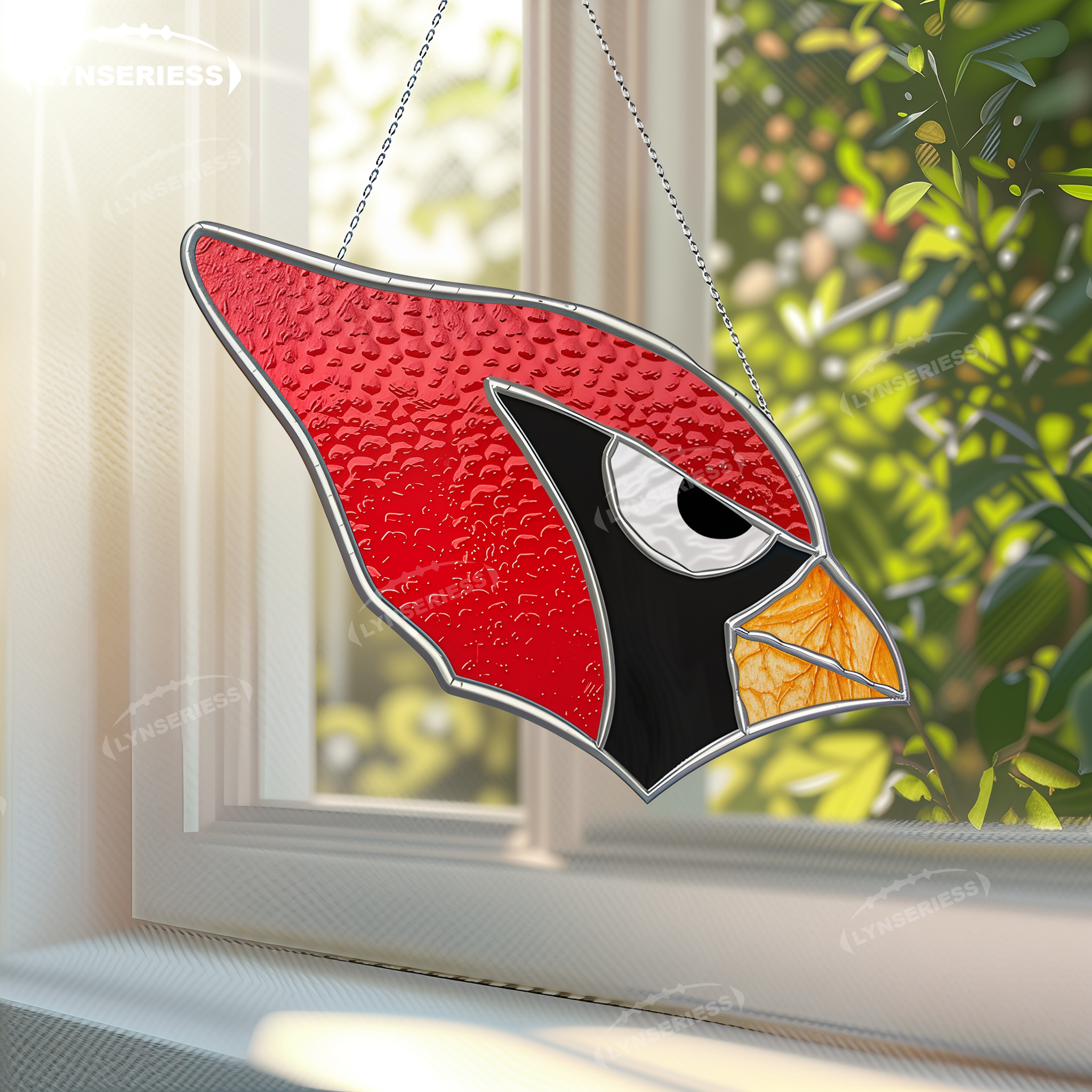 NFL Arizona Cardinals Logo Artwork Handcrafted Stained Glass Fan Cave Decor NFL Gift Idea
