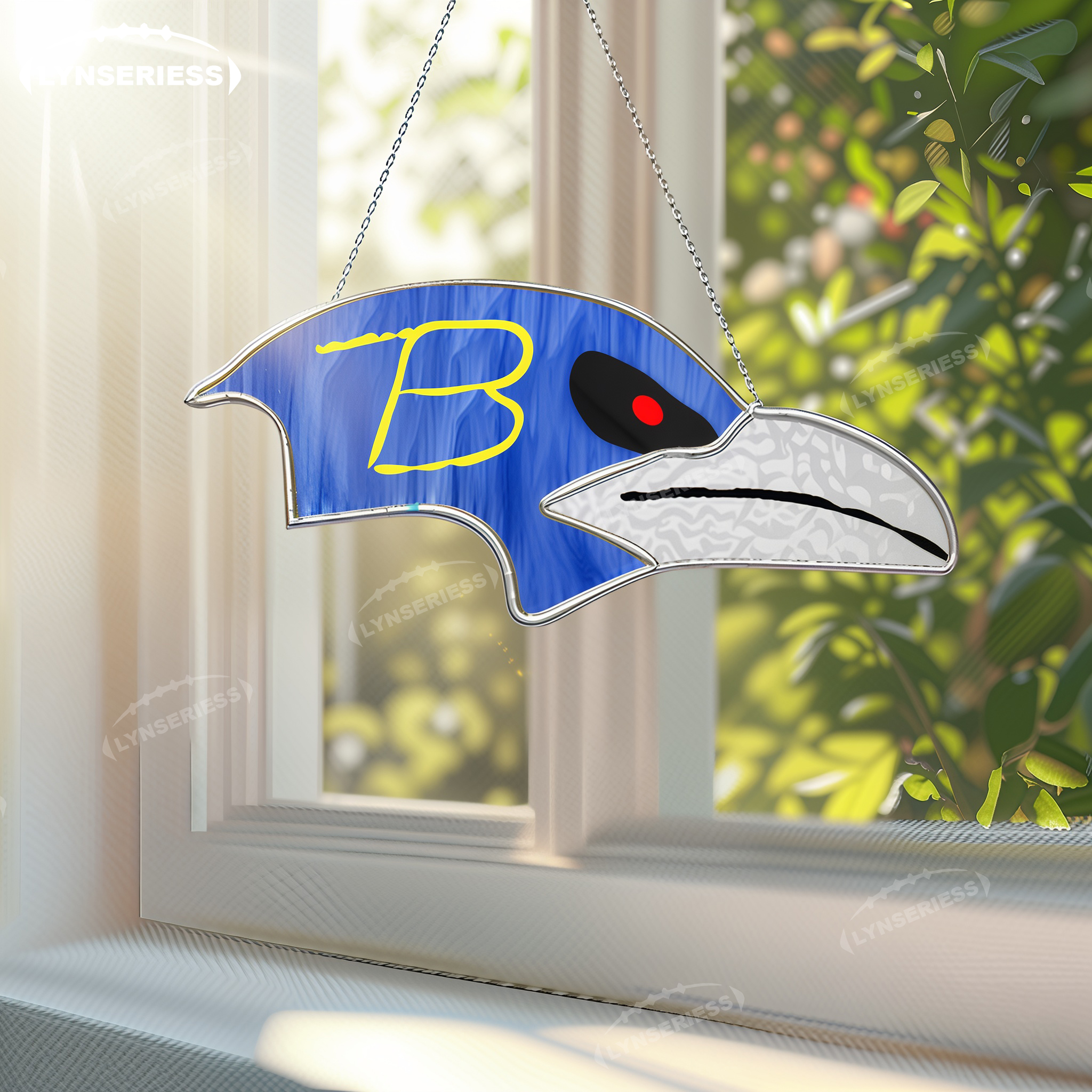 NFL Baltimore Ravens Logo Artwork Handcrafted Stained Glass Fan Cave Decor NFL Gift Idea