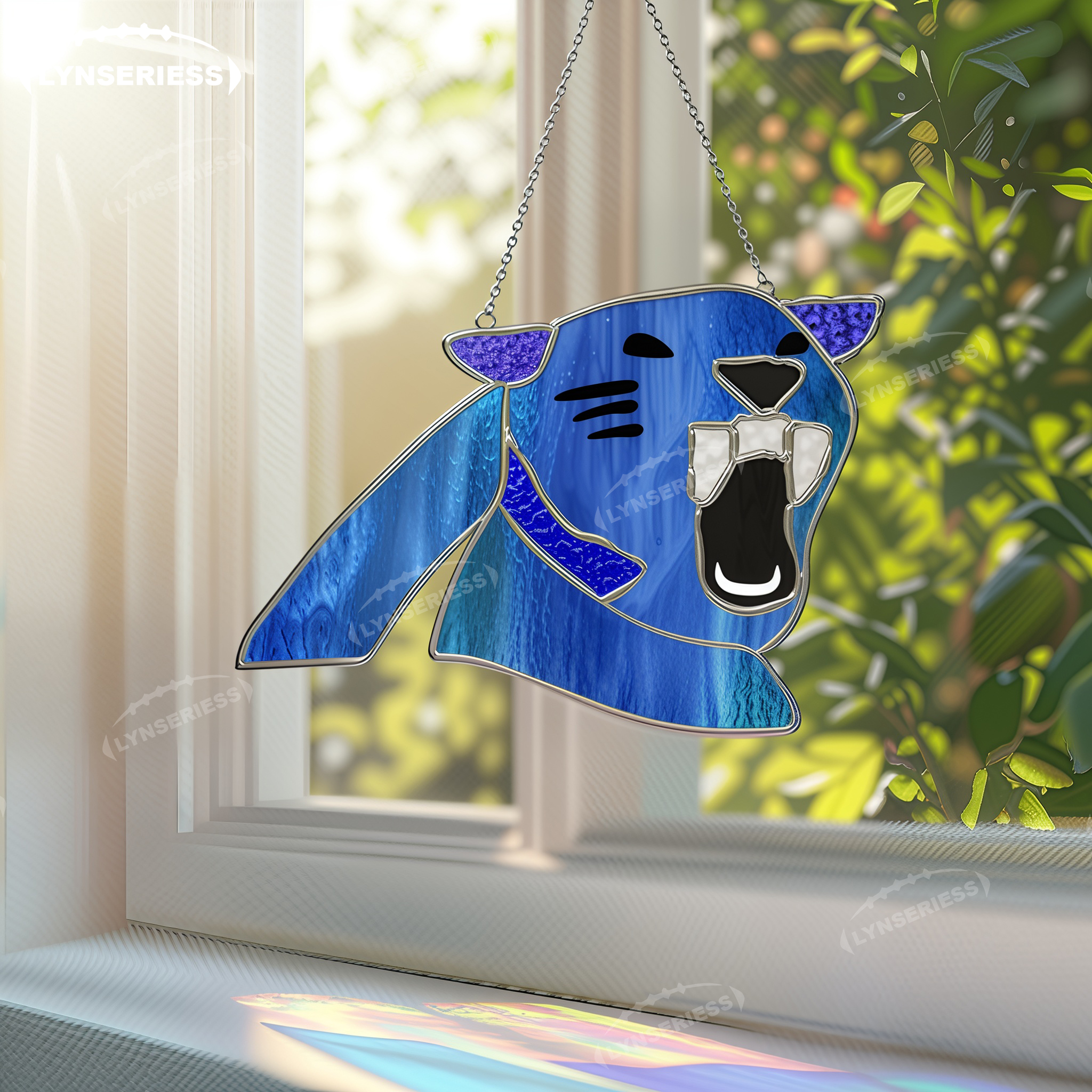 NFL Carolina Panthers Logo Artwork Handcrafted Stained Glass Fan Cave Decor NFL Gift Idea