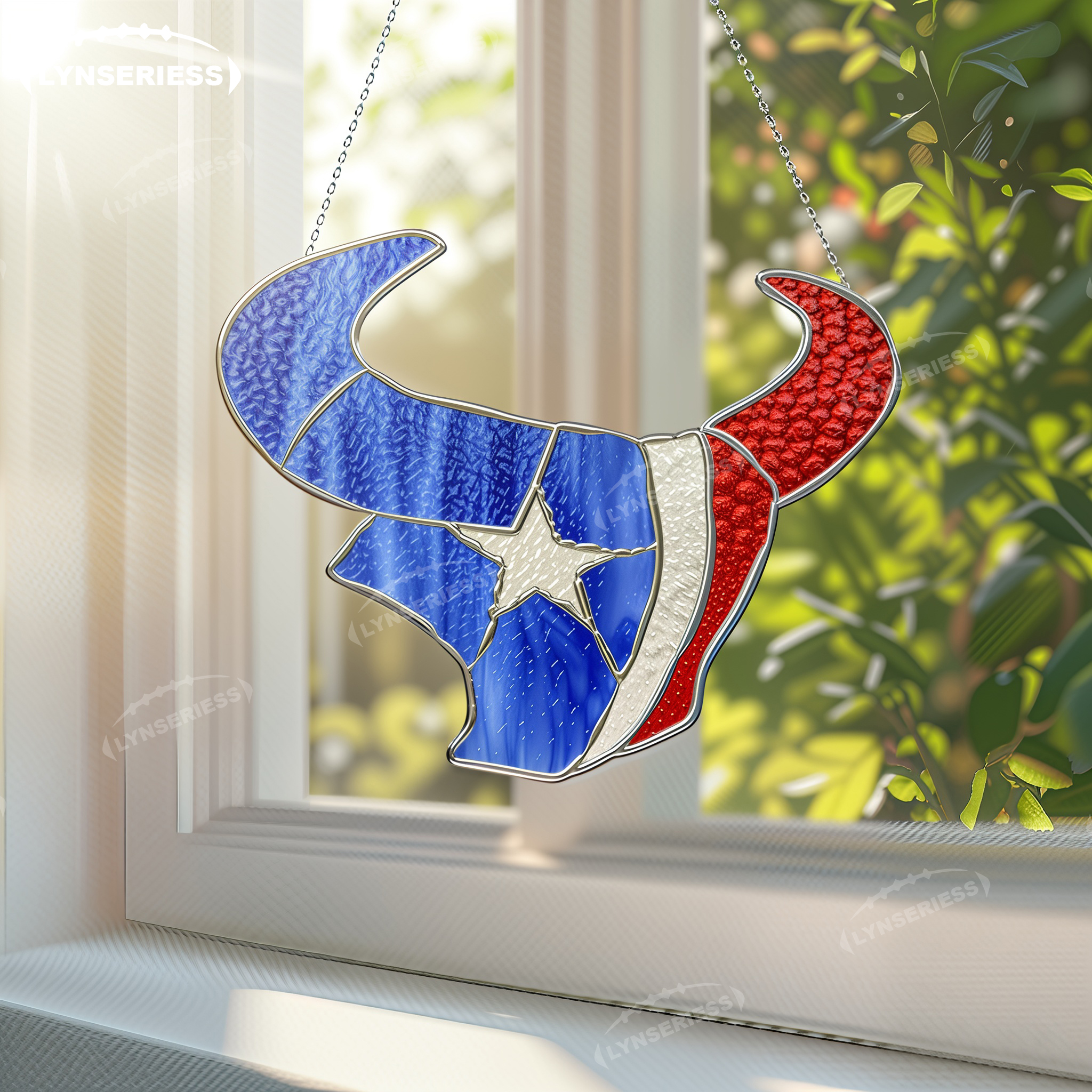 NFL Houston Texans Logo Artwork Handcrafted Stained Glass Fan Cave Decor NFL Gift Idea