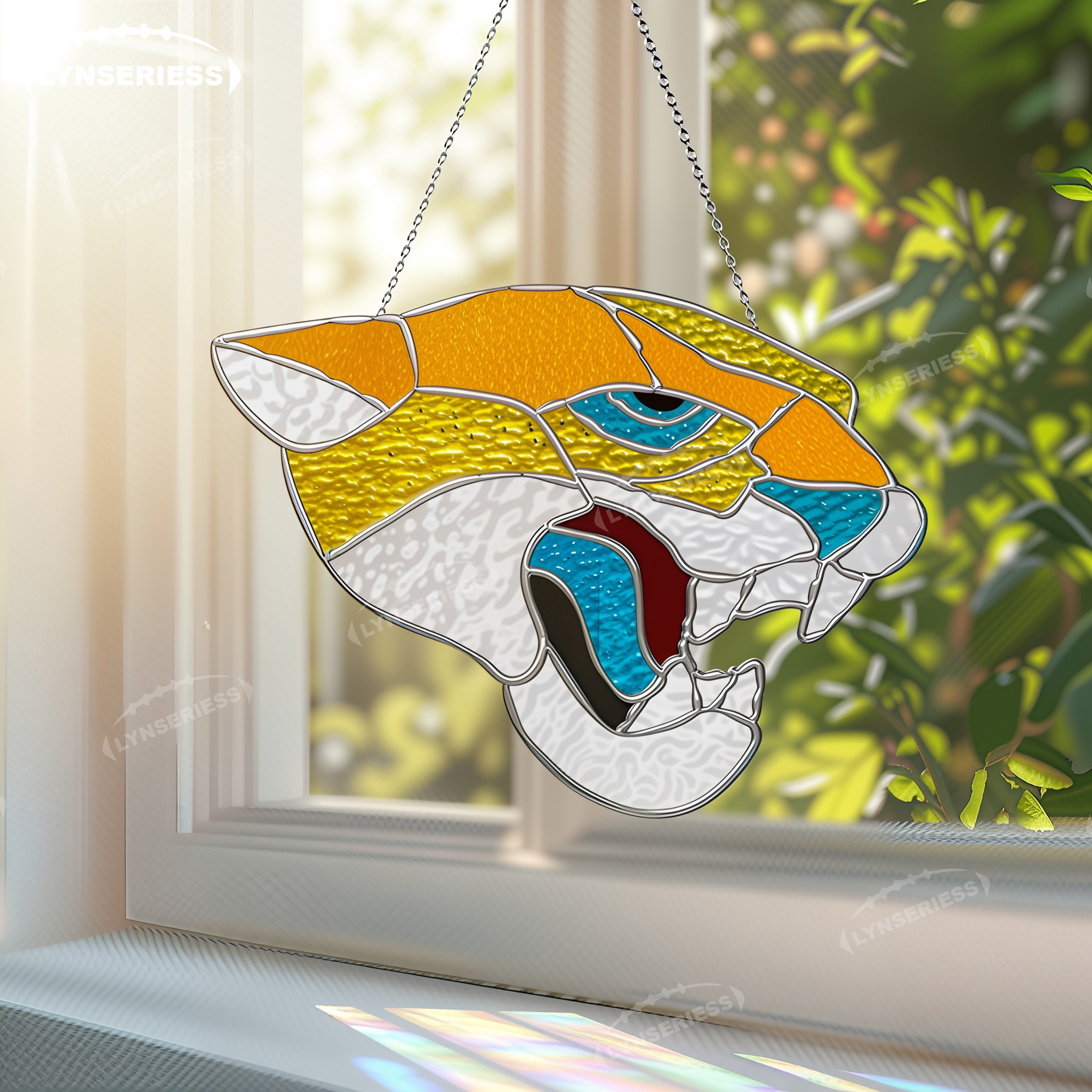 NFL Jacksonville Jaguars Logo Artwork Handcrafted Stained Glass Fan Cave Decor NFL Gift Idea