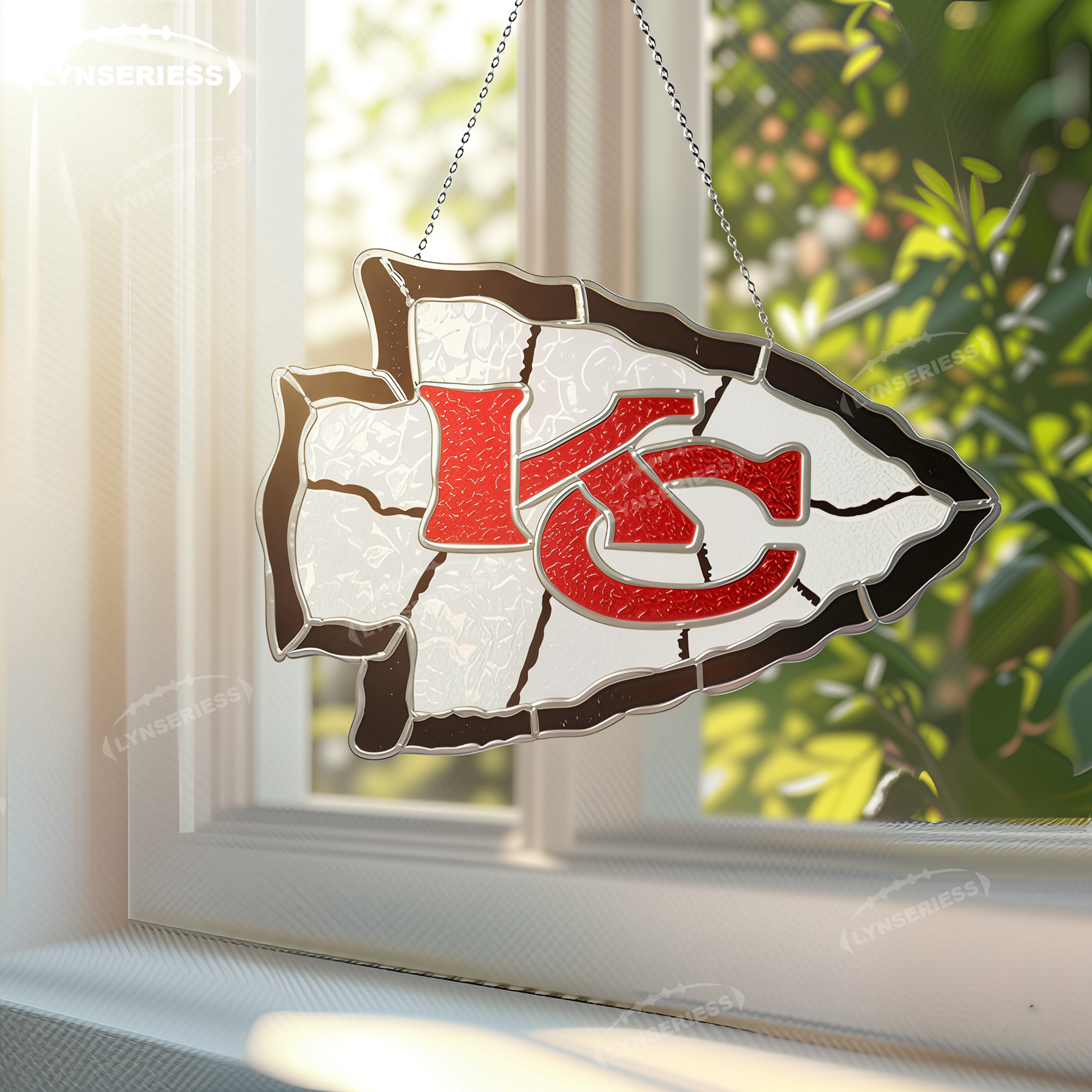 NFL Kansas City Chiefs Logo Artwork Handcrafted Stained Glass Fan Cave Decor NFL Gift Idea