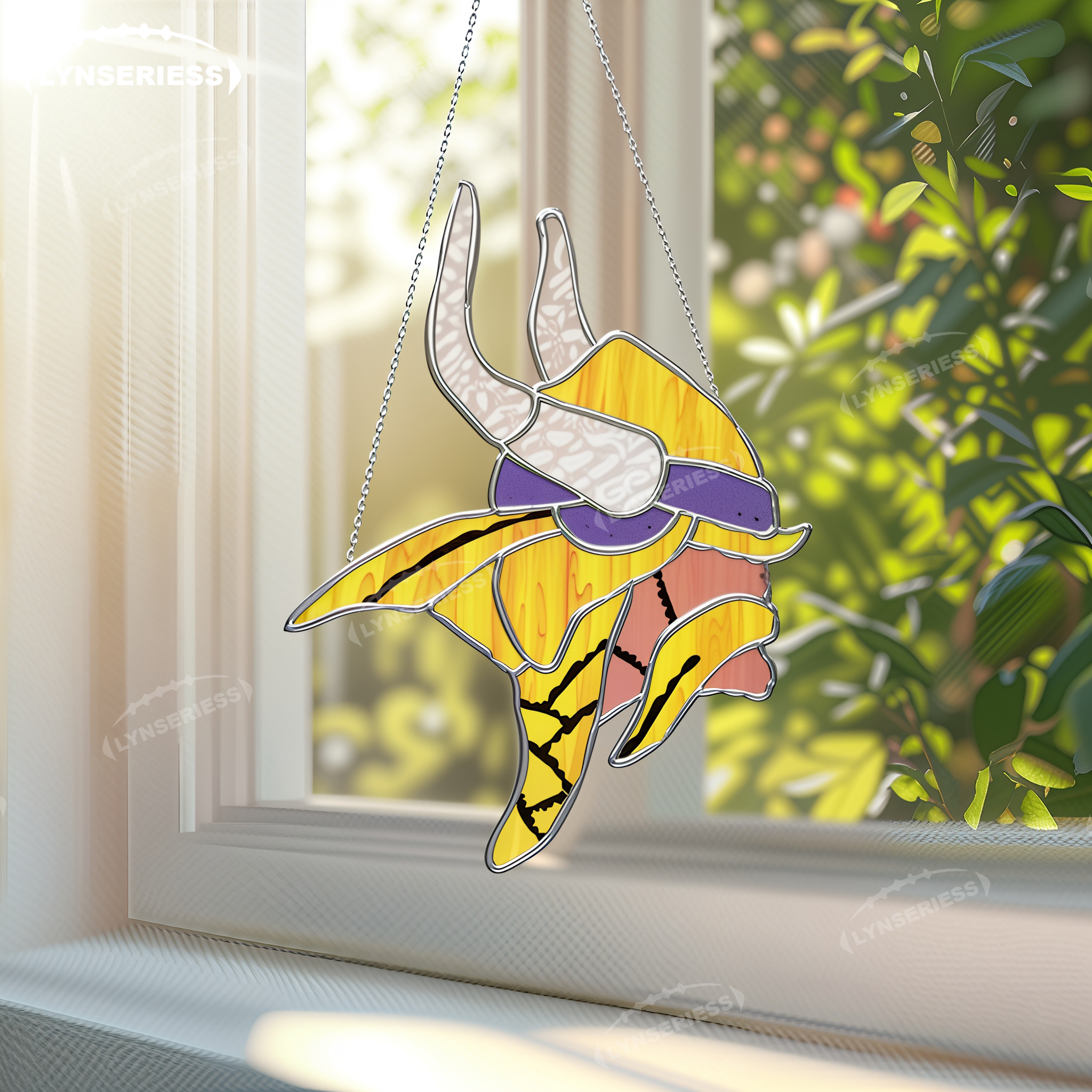 NFL Minnesota Vikings Logo Artwork Handcrafted Stained Glass Fan Cave Decor NFL Gift Idea