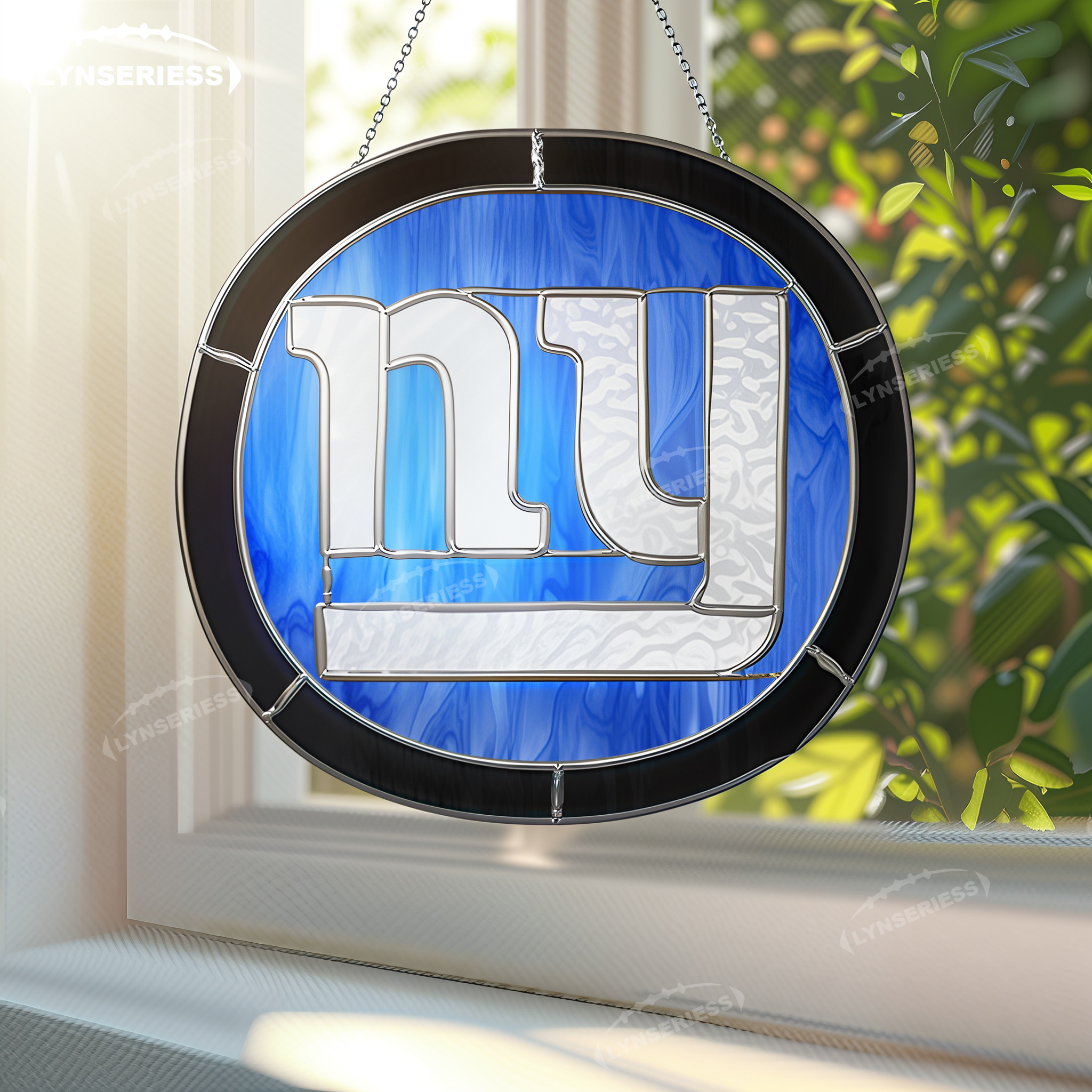 NFL New York Giants Logo Artwork Handcrafted Stained Glass Fan Cave Decor NFL Gift Idea