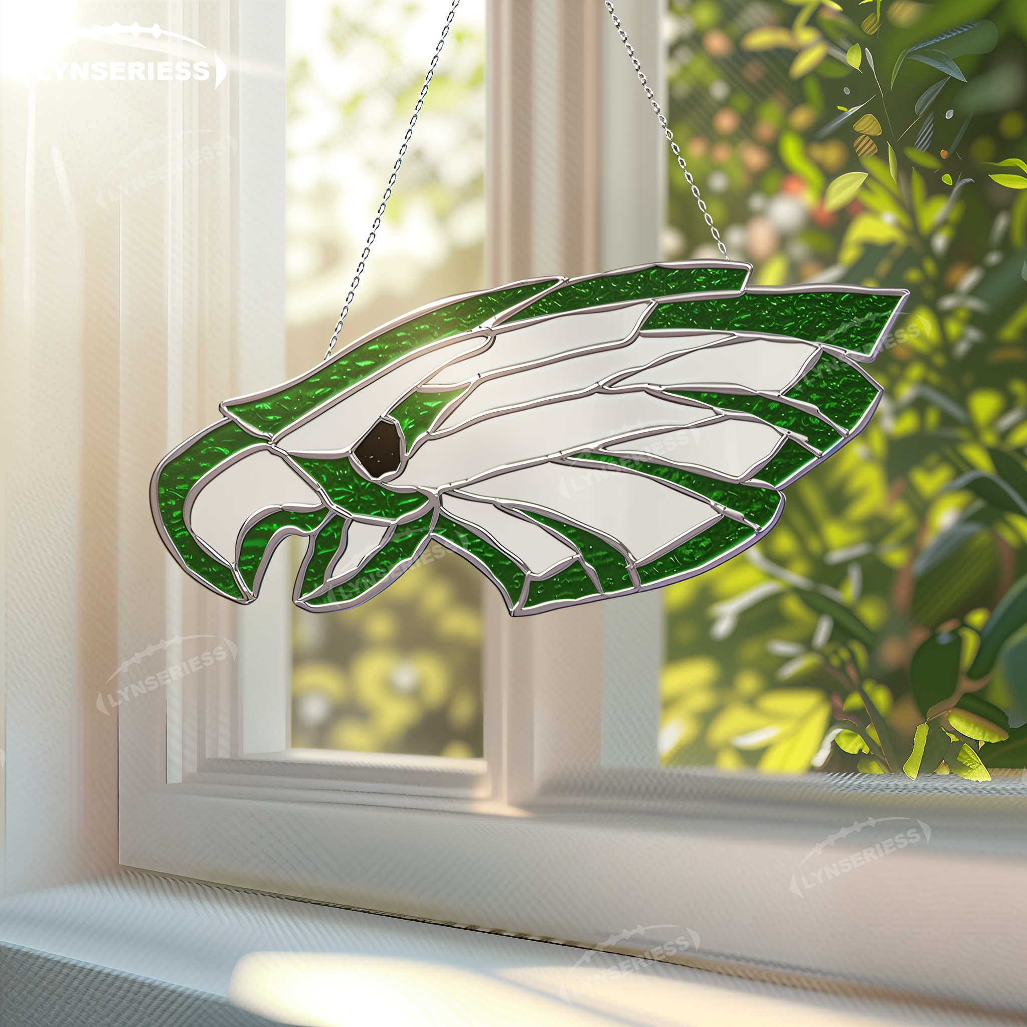 NFL Philadelphia Eagles Logo Artwork Handcrafted Stained Glass Fan Cave Decor NFL Gift Idea