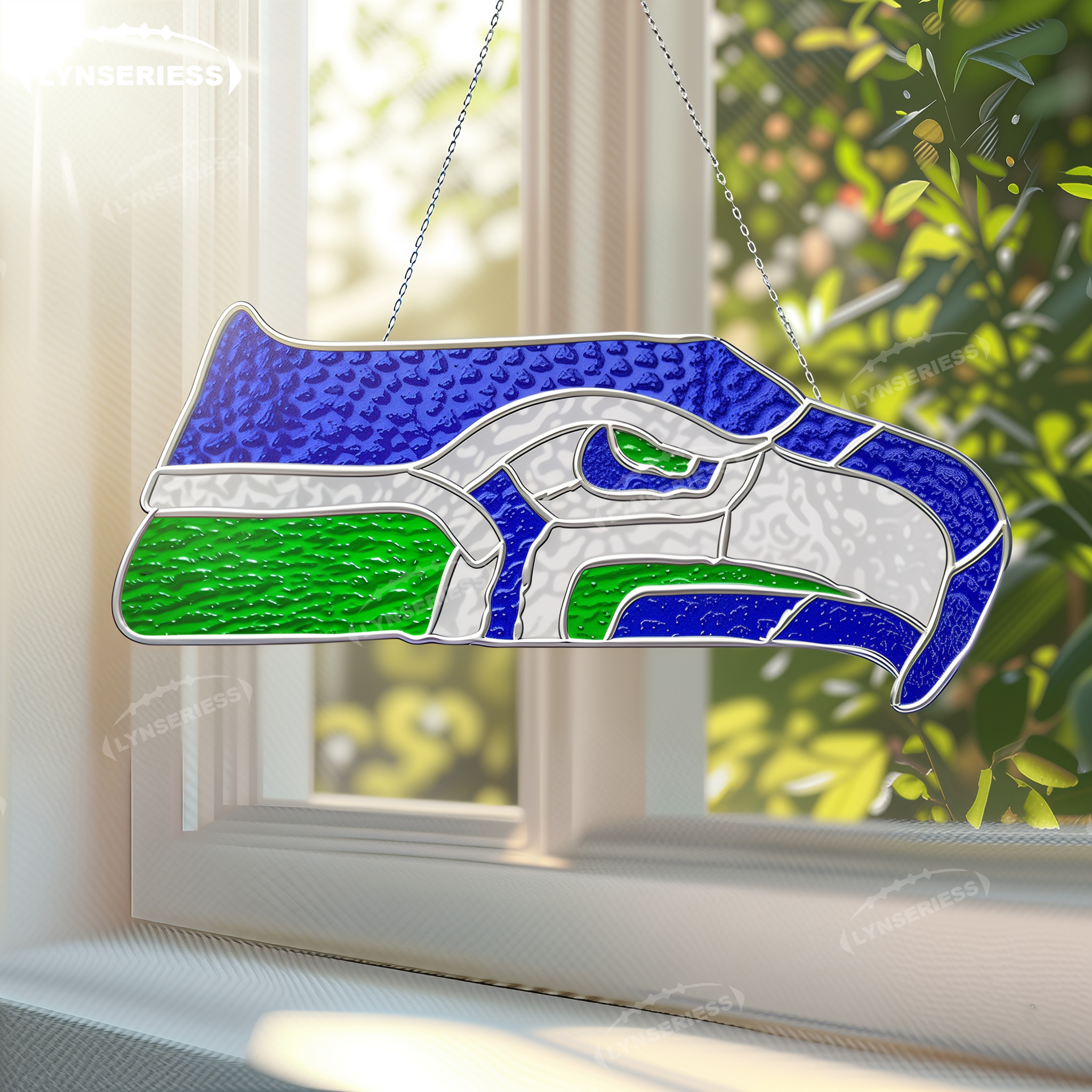NFL Seattle Seahawks Logo Artwork Handcrafted Stained Glass Fan Cave Decor NFL Gift Idea