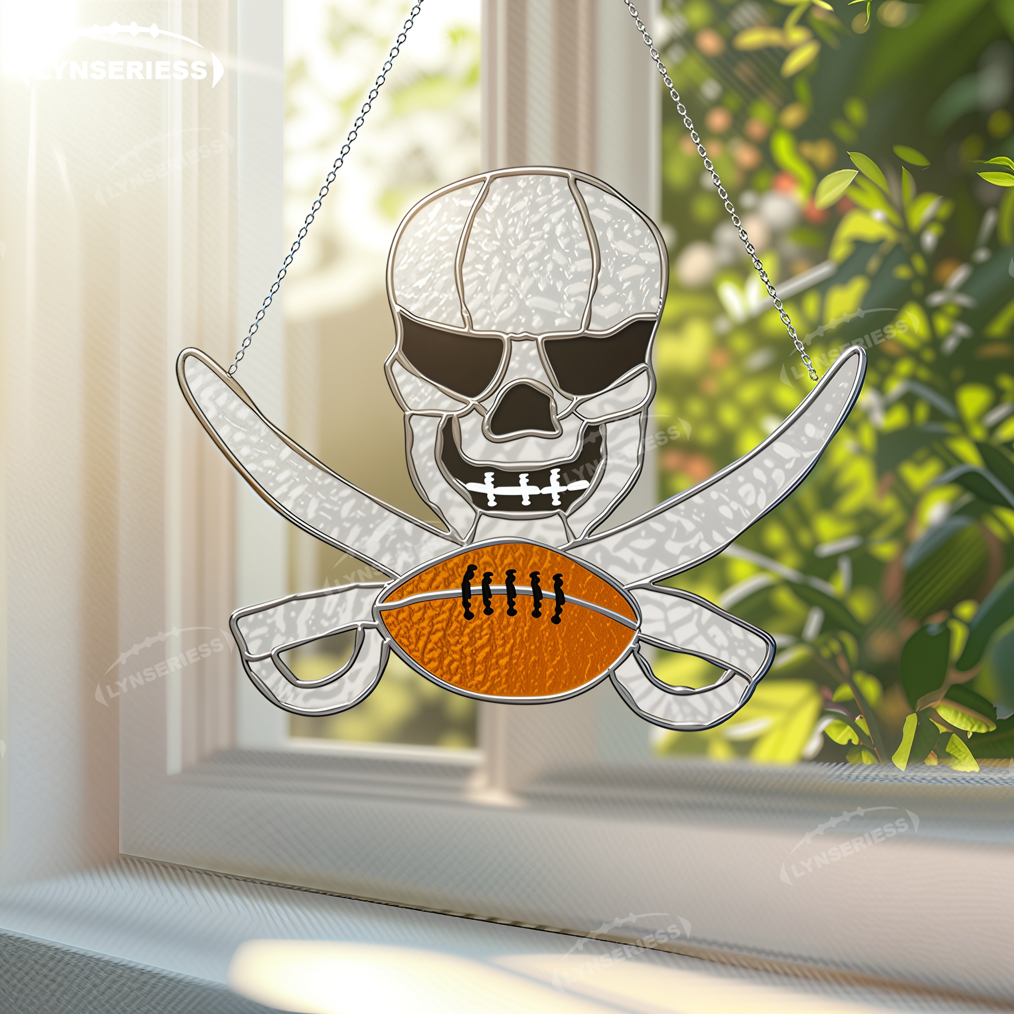 NFL Tampa Bay Buccaneers Logo Artwork Handcrafted Stained Glass Fan Cave Decor NFL Gift Idea