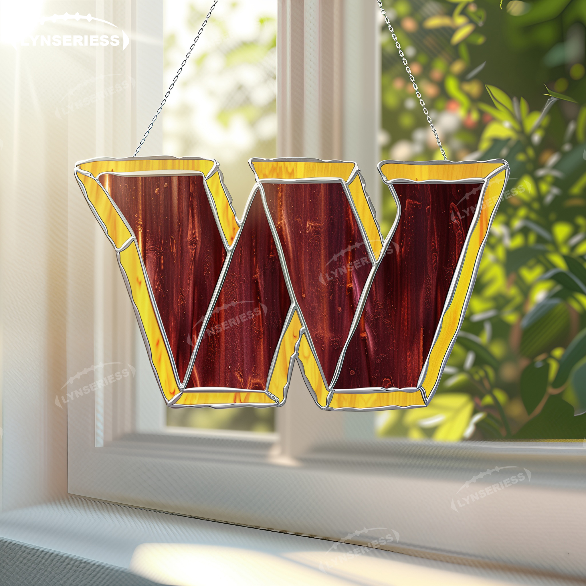 NFL Washington Commanders Logo Artwork Handcrafted Stained Glass Fan Cave Decor NFL Gift Idea