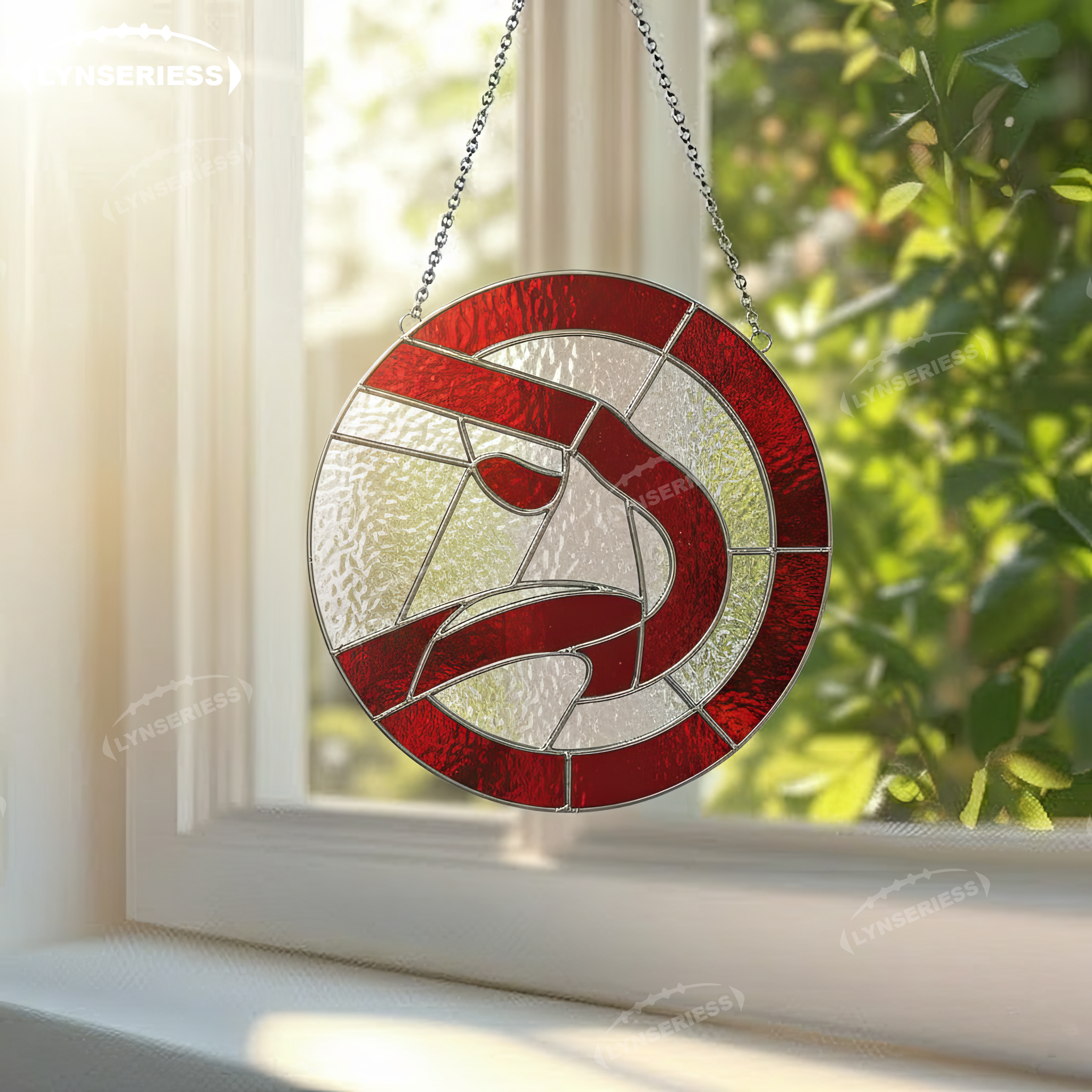NBA Atlanta Hawks Logo Artwork Handcrafted Stained Glass Suncatcher Fan Cave Decor NBA Gift Idea