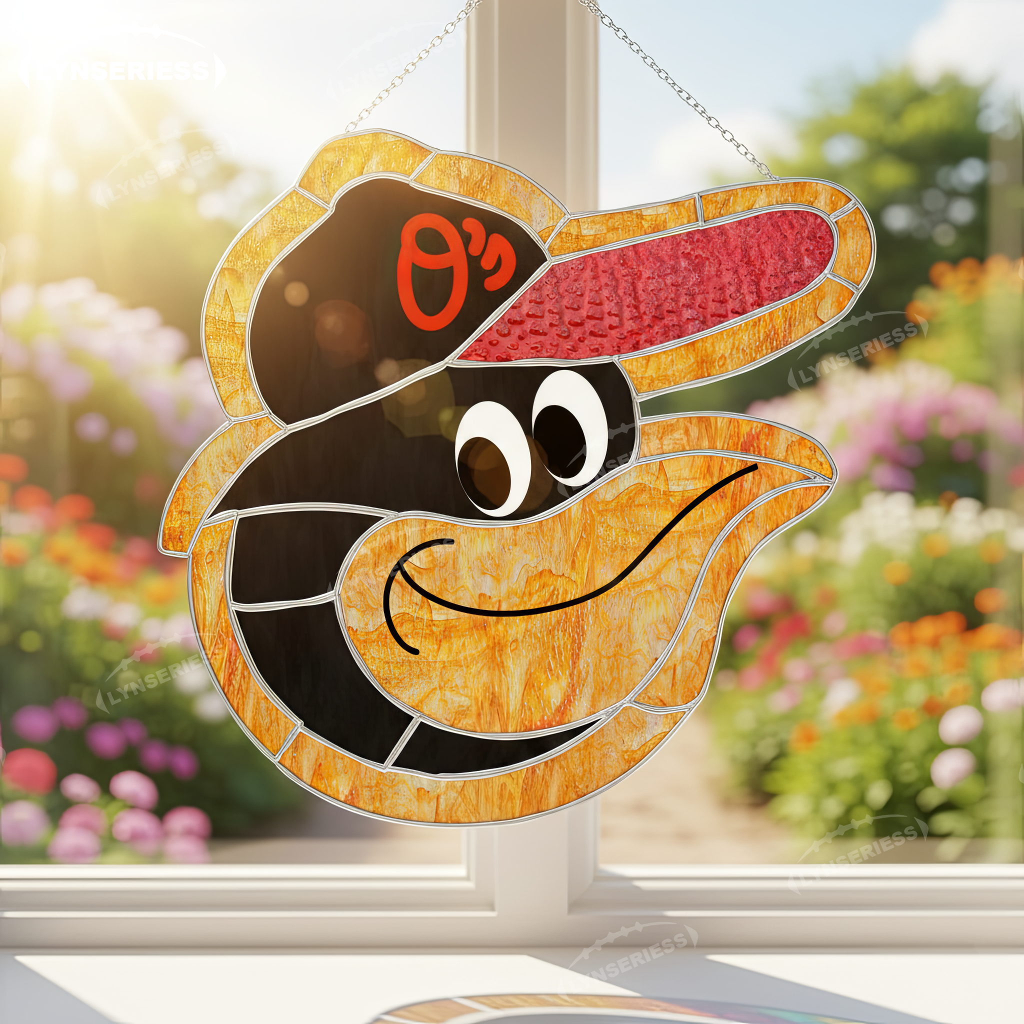 MLB Baltimore Orioles Logo Artwork Handcrafted Stained Glass Suncatcher Fan Cave Decor MLB Gift Idea
