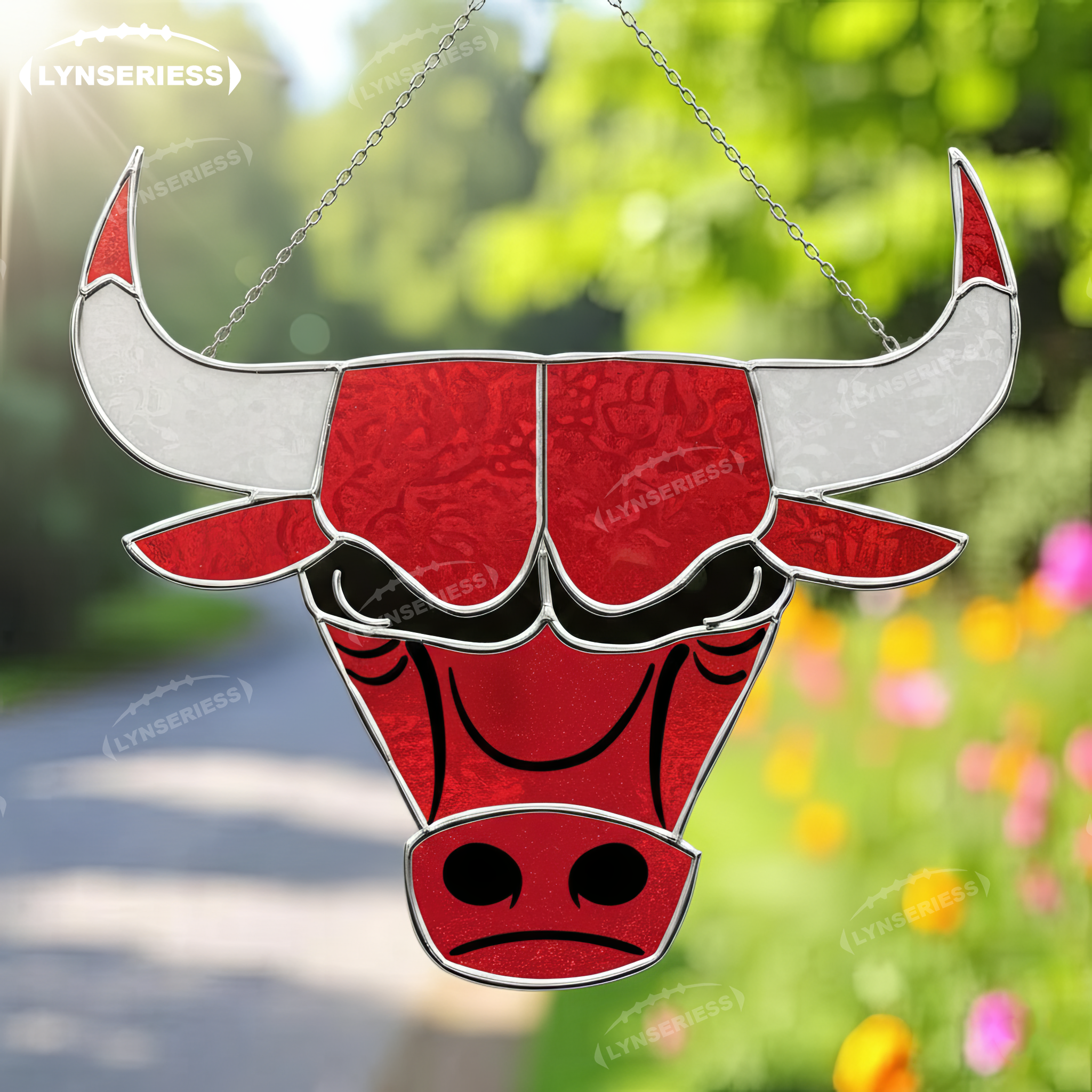 NBA Chicago Bulls Logo Artwork Handcrafted Stained Glass Suncatcher Fan Cave Decor NBA Gift Idea