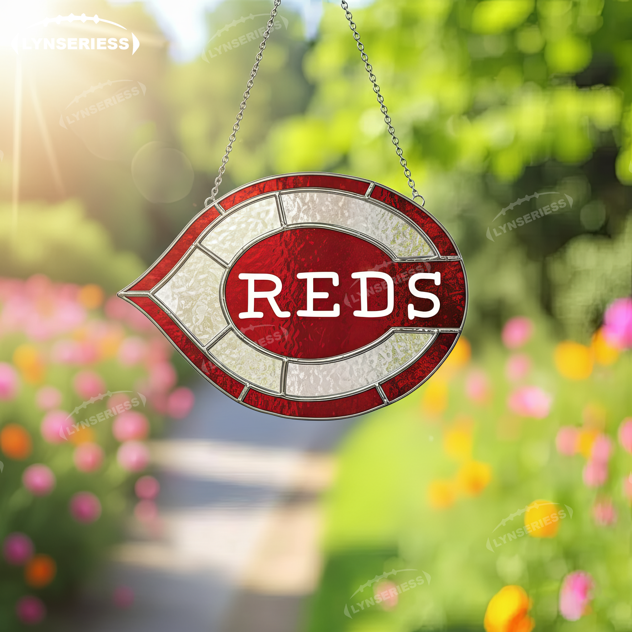 MLB Cincinnati Reds Logo Artwork Handcrafted Stained Glass Suncatcher Fan Cave Decor MLB Gift Idea