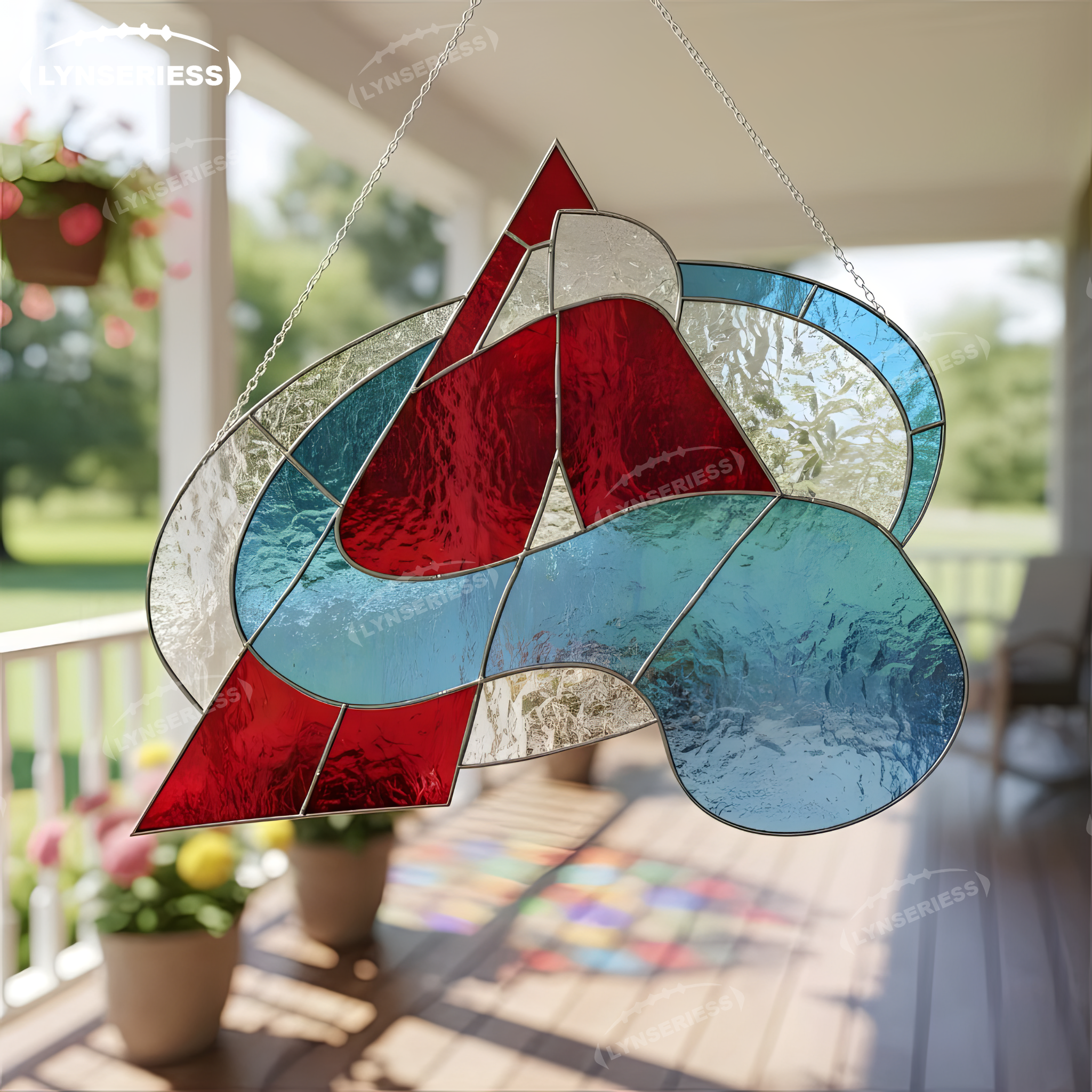 NHL Colorado Avalanche Logo Artwork Handcrafted Stained Glass Suncatcher Fan Cave Decor NHL Gift Idea