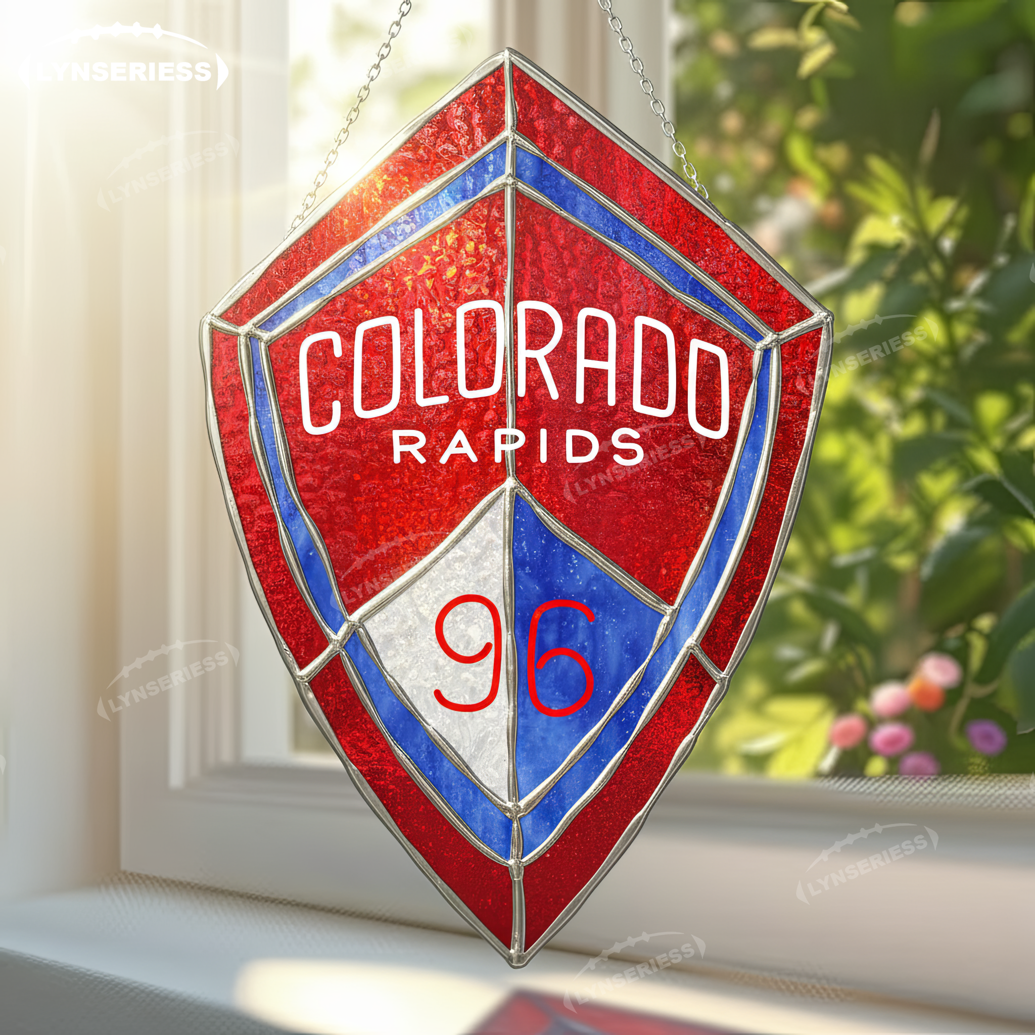 MLS Colorado Rapids FC Logo Artwork Handcrafted Stained Glass Suncatcher Fan Cave Decor MLS Gift Idea