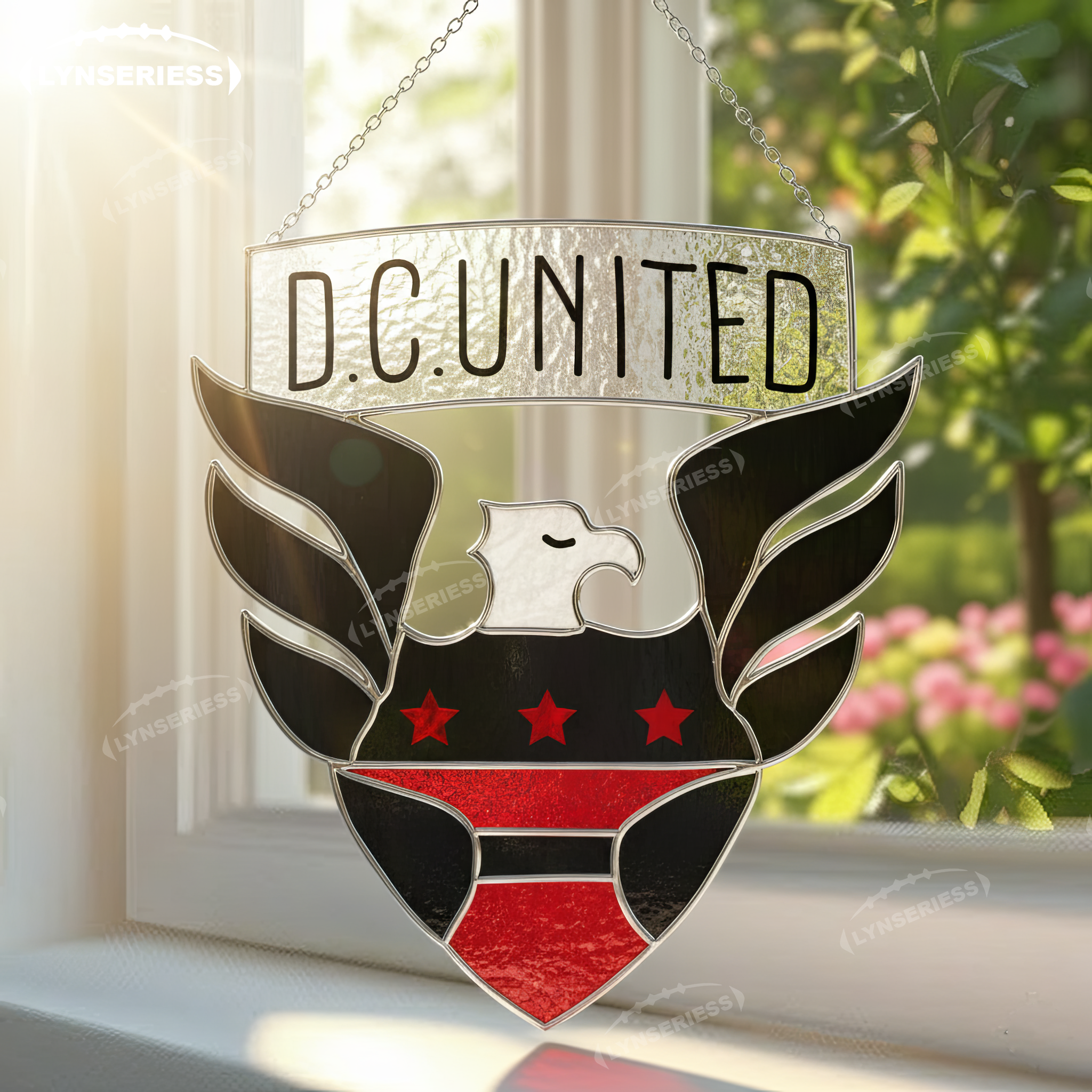 MLS DC United FC Logo Artwork Handcrafted Stained Glass Suncatcher Fan Cave Decor MLS Gift Idea
