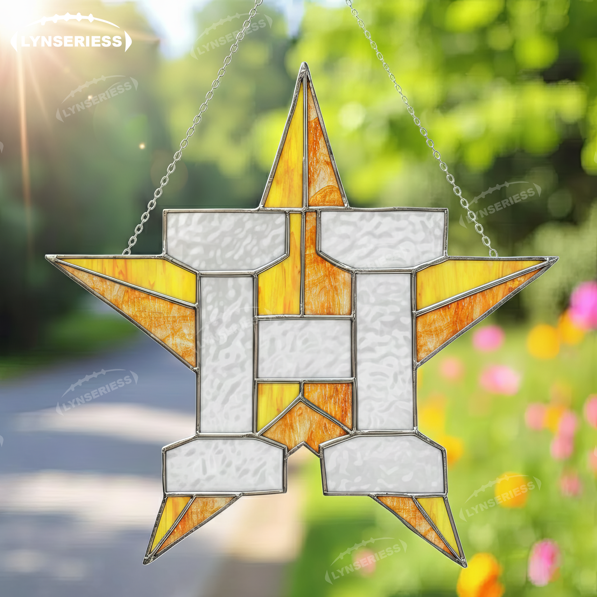 MLB Houston Astros Logo Artwork Handcrafted Stained Glass Suncatcher Fan Cave Decor MLB Gift Idea