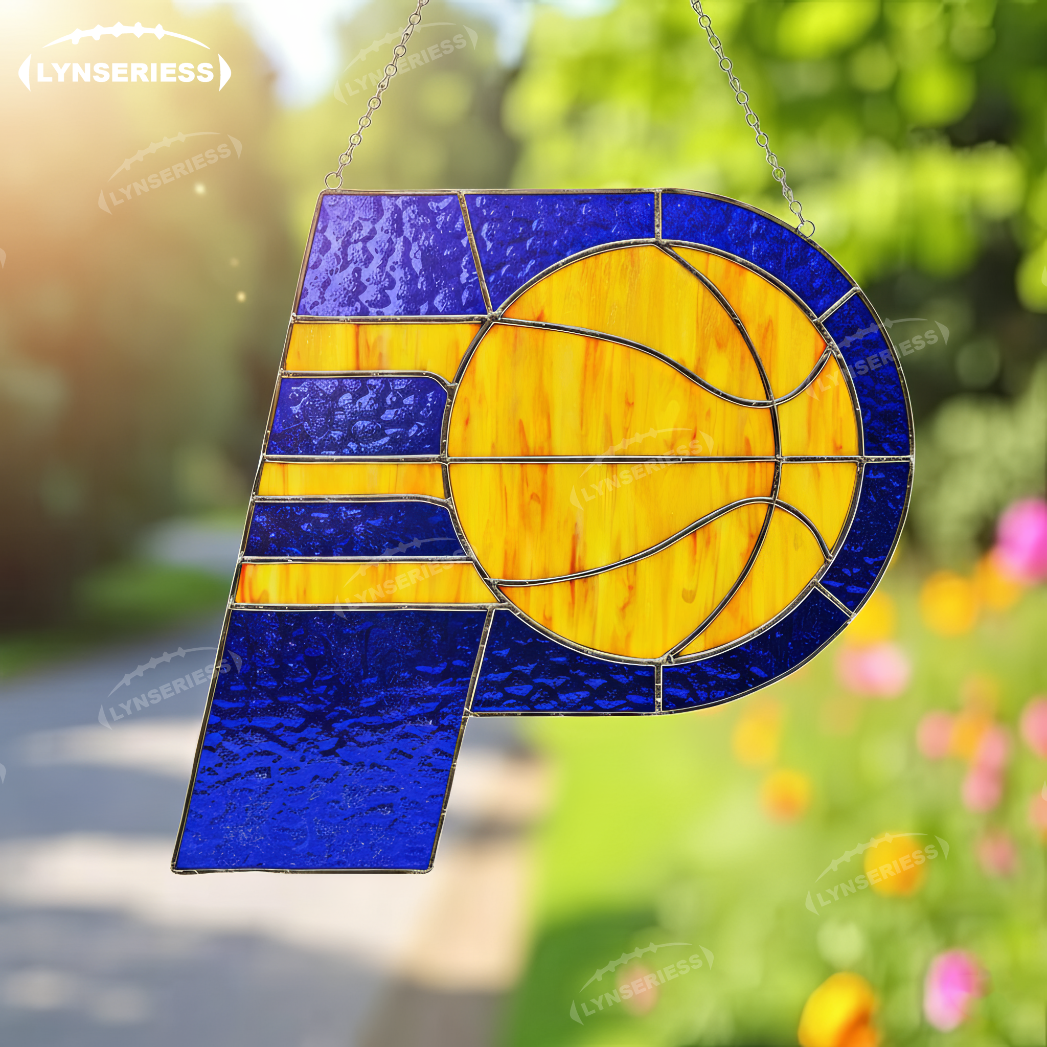 NBA Indiana Pacers Logo Artwork Handcrafted Stained Glass Suncatcher Fan Cave Decor NBA Gift Idea