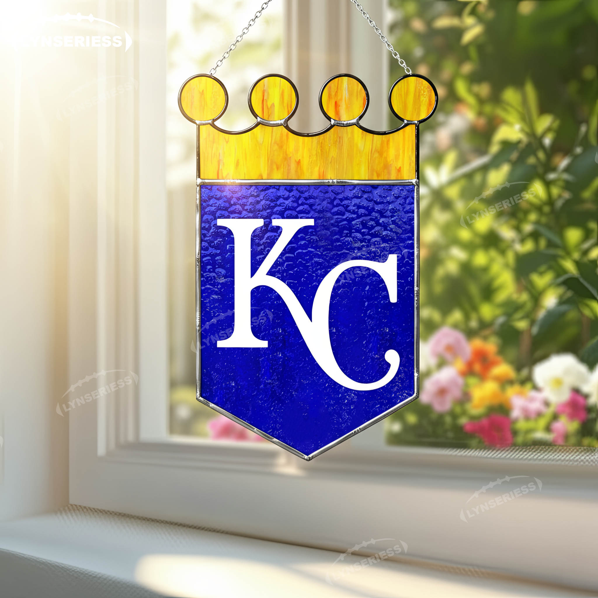 MLB Kansas City Royals Logo Artwork Handcrafted Stained Glass Suncatcher Fan Cave Decor MLB Gift Idea