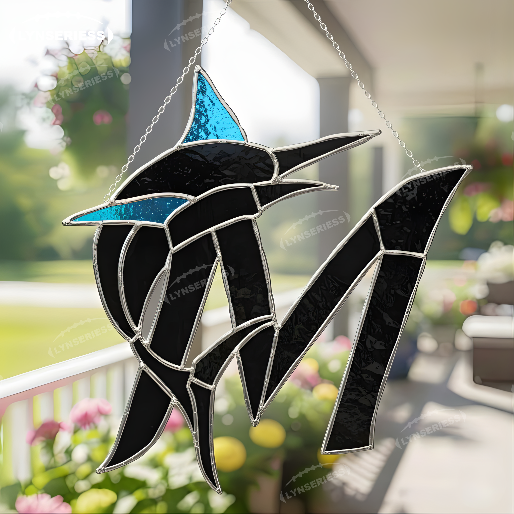 MLB Miami Marlins Logo Artwork Handcrafted Stained Glass Suncatcher Fan Cave Decor MLB Gift Idea