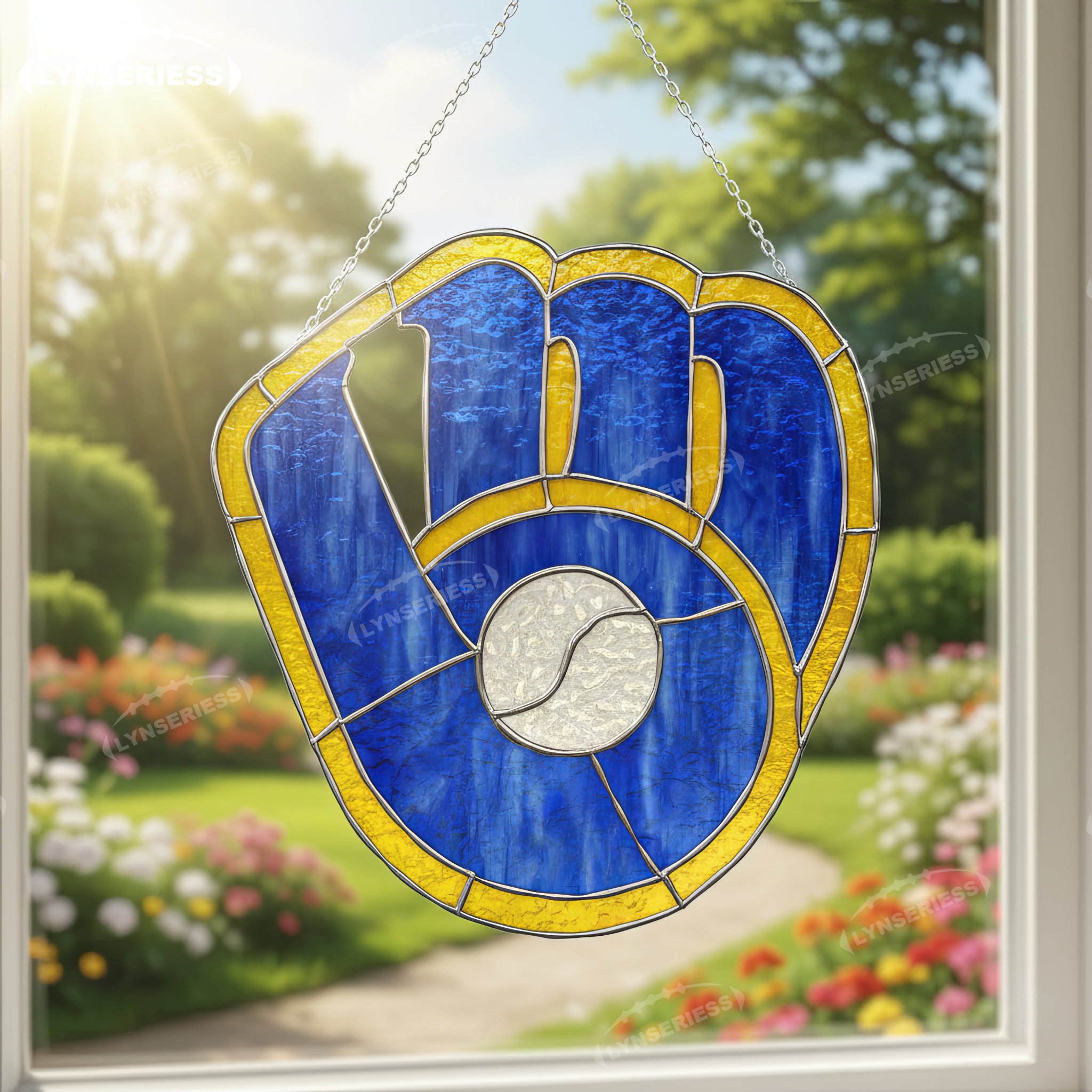 MLB Milwaukee Brewers Logo Artwork Handcrafted Stained Glass Suncatcher Fan Cave Decor MLB Gift Idea