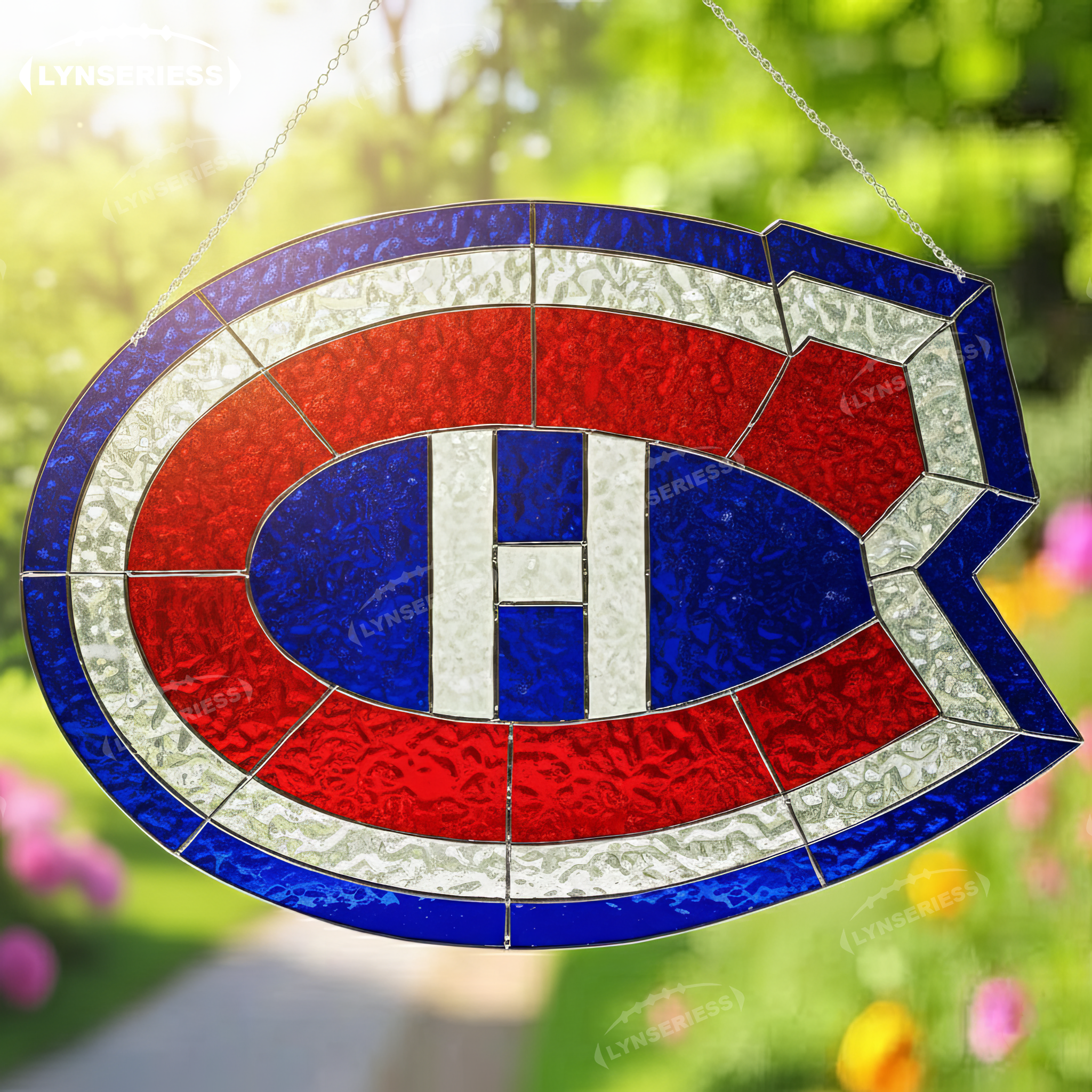 NHL MontrÃ©al Canadiens Logo Artwork Handcrafted Stained Glass Suncatcher Fan Cave Decor NHL Gift Idea
