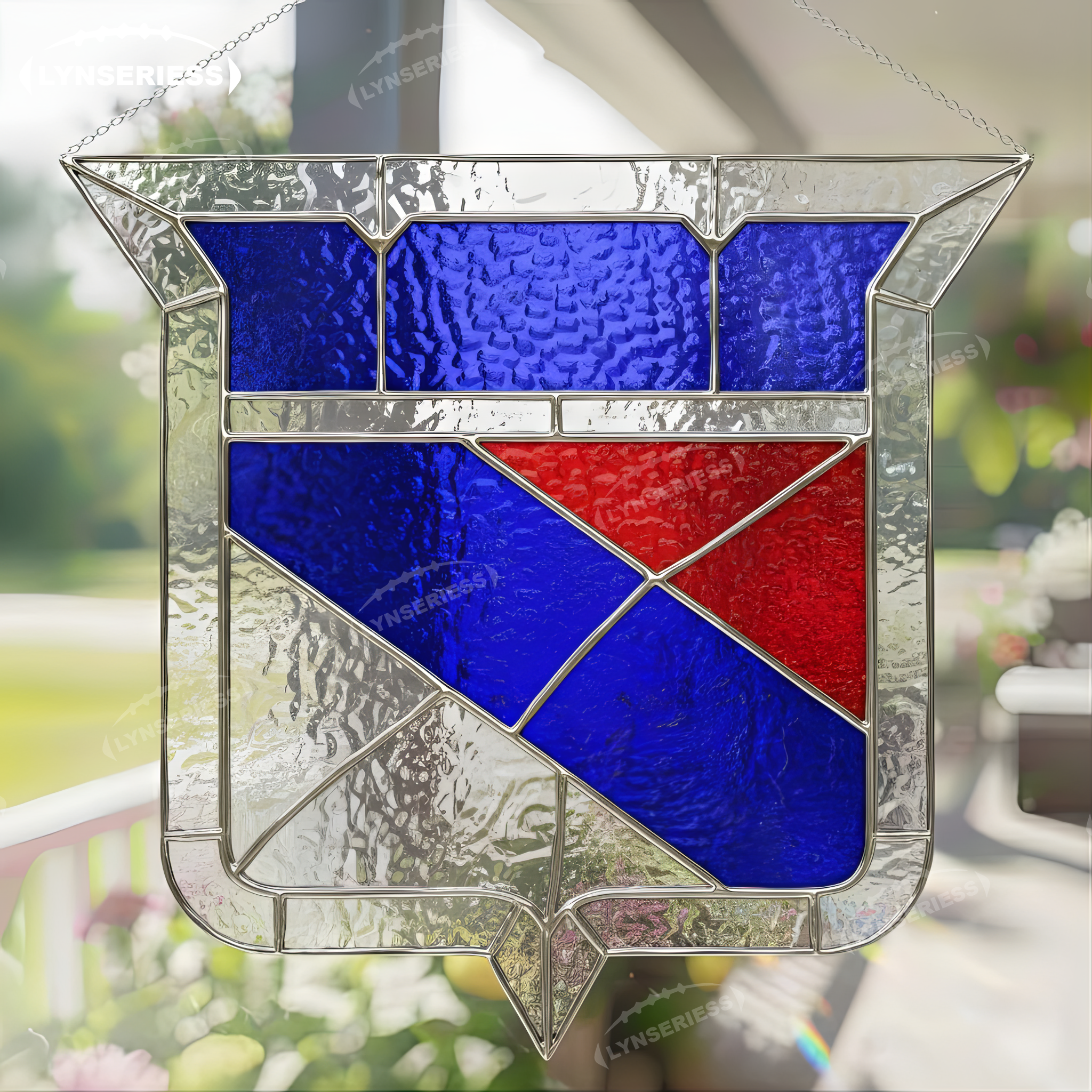 NHL New York Rangers Logo Artwork Handcrafted Stained Glass Suncatcher Fan Cave Decor NHL Gift Idea