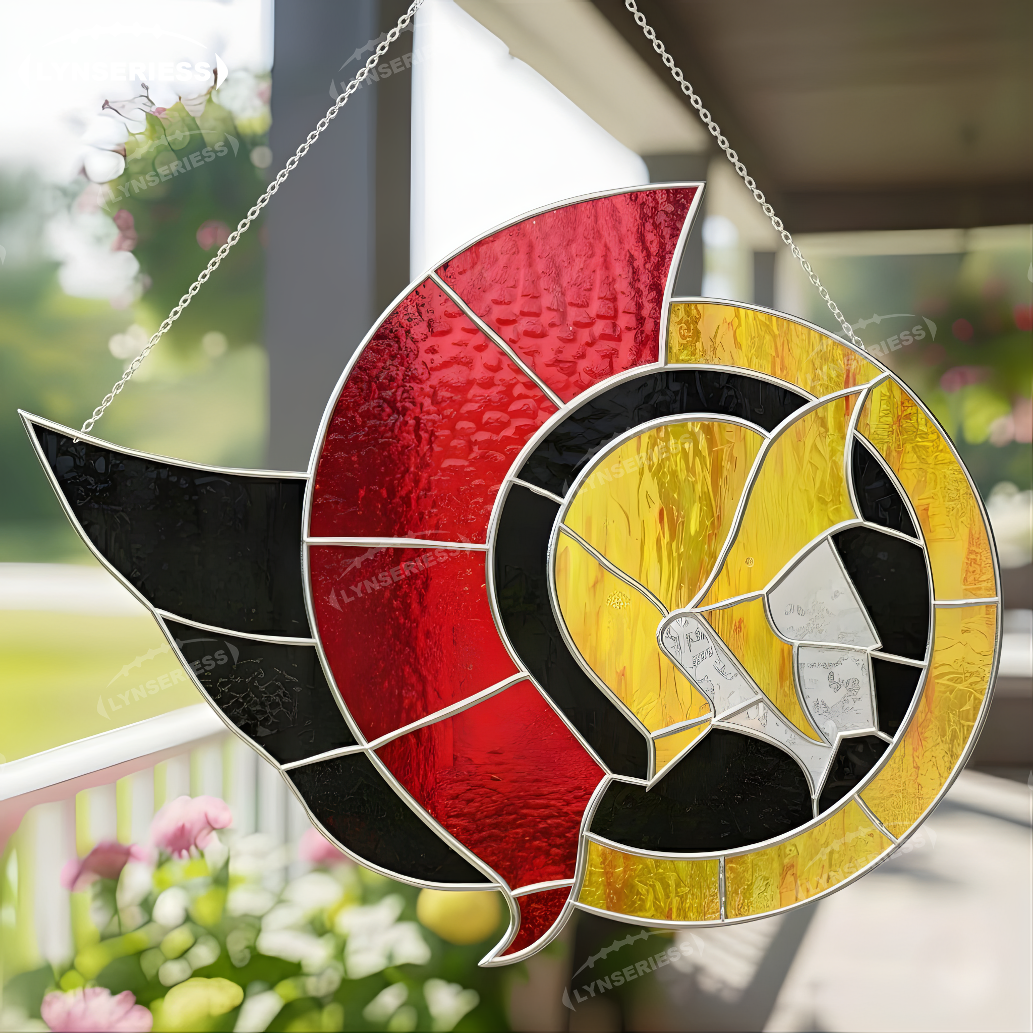 NHL Ottawa Senators Logo Artwork Handcrafted Stained Glass Suncatcher Fan Cave Decor NHL Gift Idea