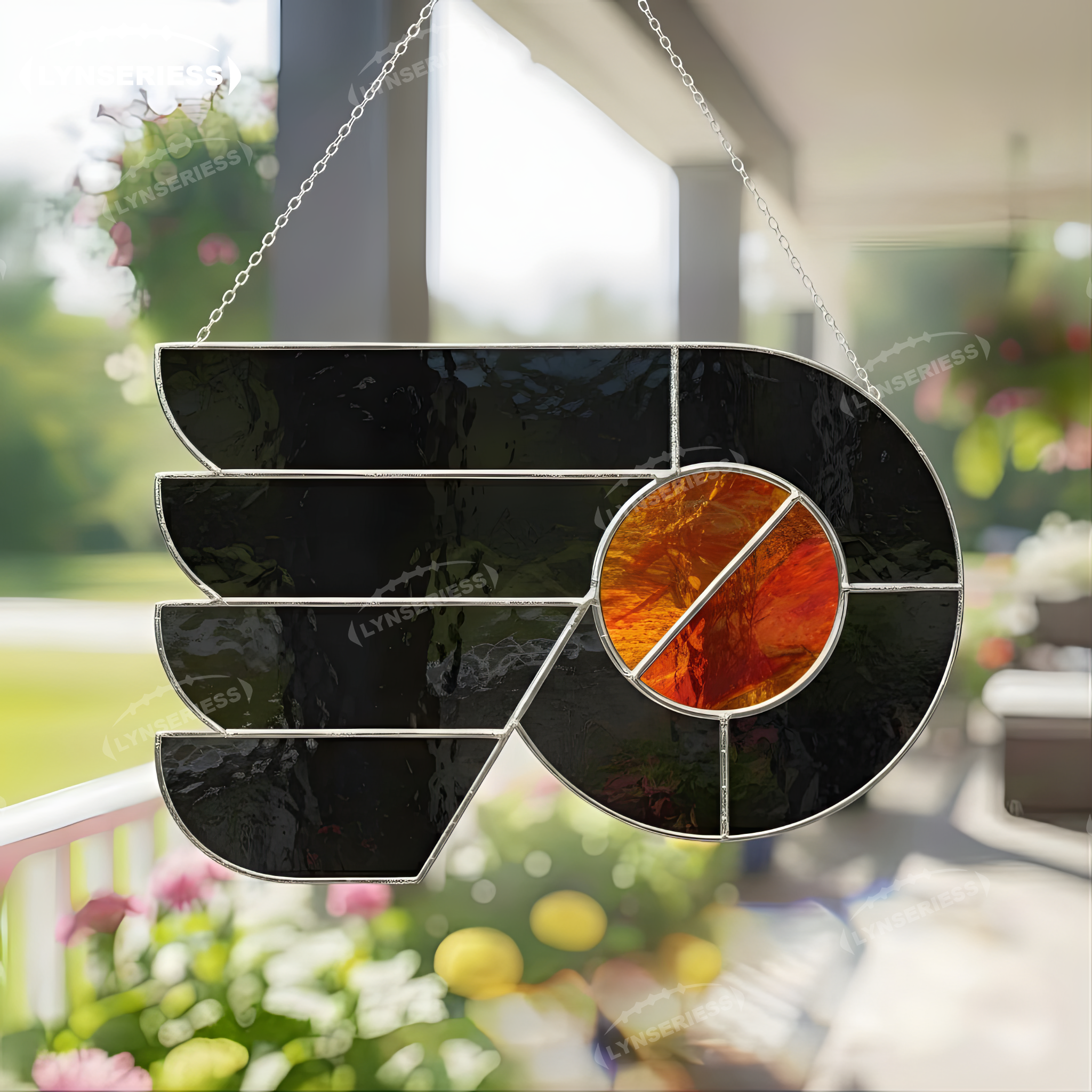 NHL Philadelphia Flyers Logo Artwork Handcrafted Stained Glass Suncatcher Fan Cave Decor NHL Gift Idea