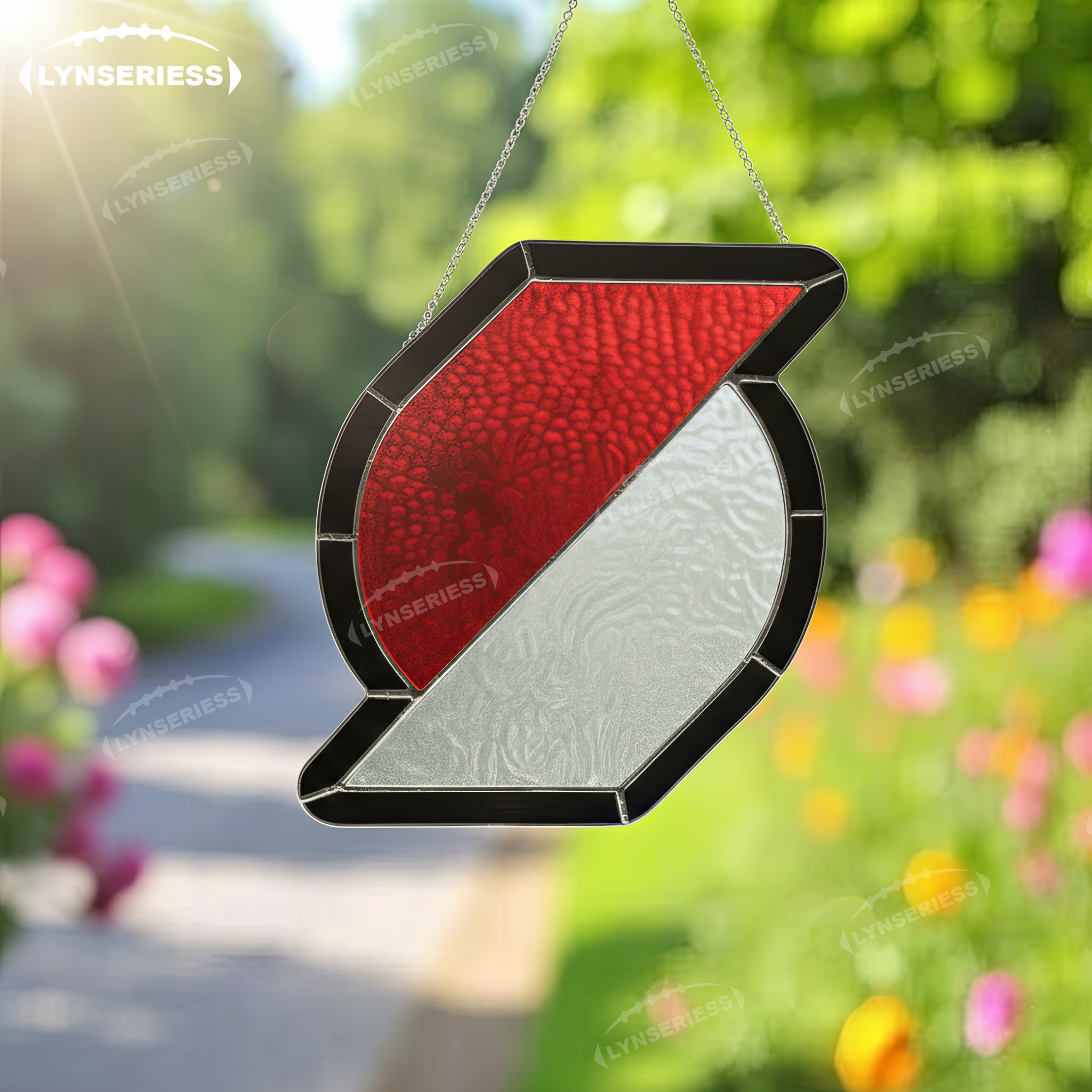 NBA Portland Trail Blazers Logo Artwork Handcrafted Stained Glass Suncatcher Fan Cave Decor NBA Gift Idea