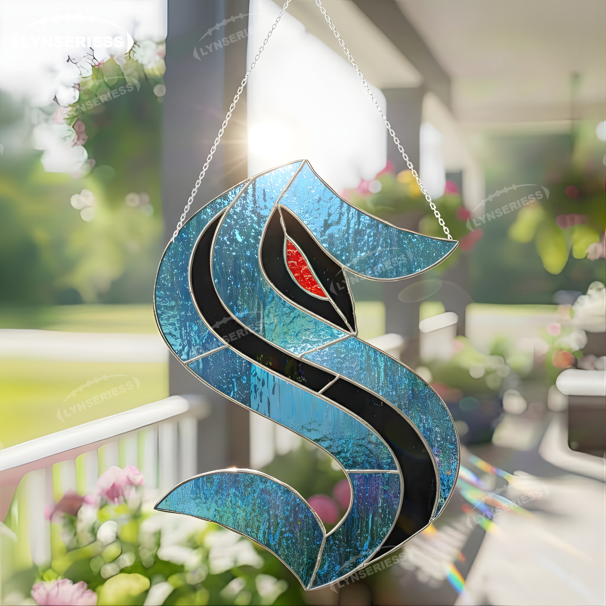 NHL Seattle Kraken Logo Artwork Handcrafted Stained Glass Suncatcher Fan Cave Decor NHL Gift Idea