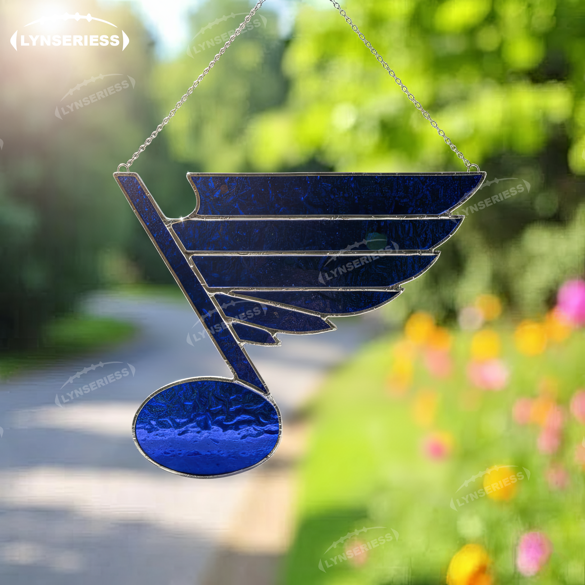 NHL St. Louis Blues Logo Artwork Handcrafted Stained Glass Suncatcher Fan Cave Decor NHL Gift Idea