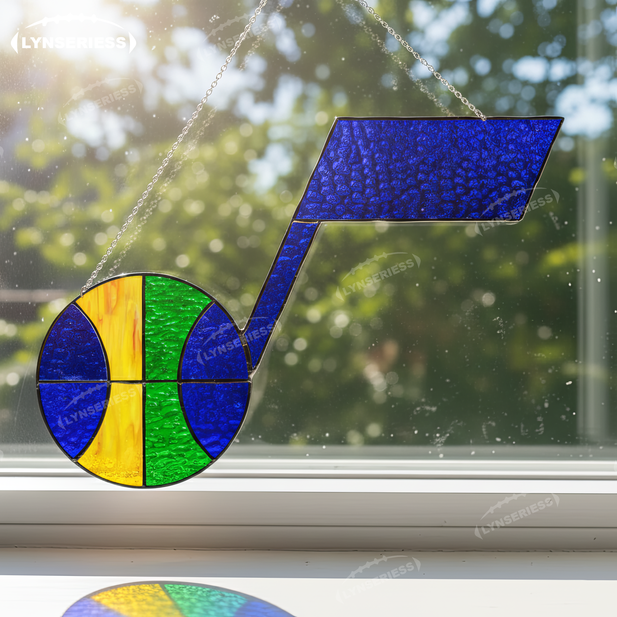 NBA Utah Jazz Logo Artwork Handcrafted Stained Glass Suncatcher Fan Cave Decor NBA Gift Idea