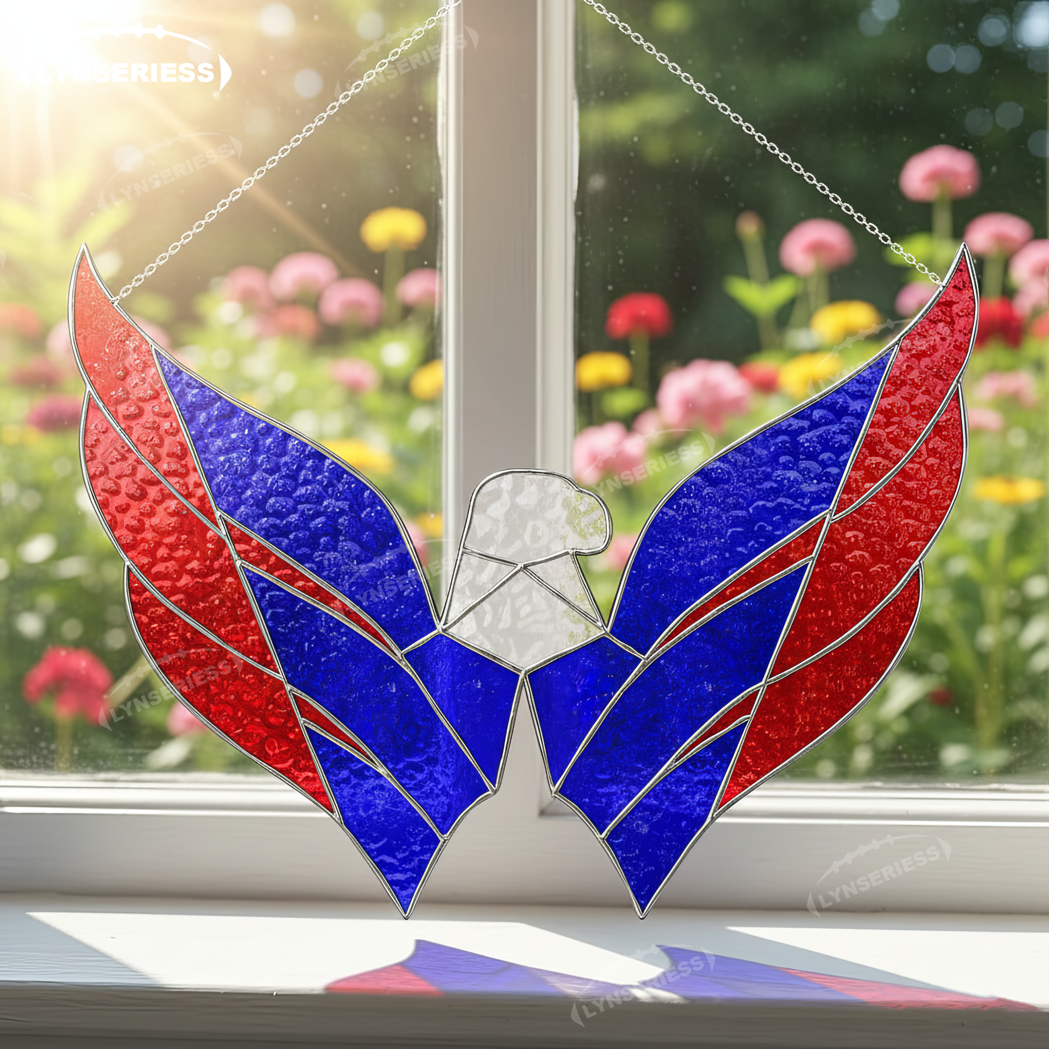 NHL Washington Capitals Logo Artwork Handcrafted Stained Glass Suncatcher Fan Cave Decor NHL Gift Idea