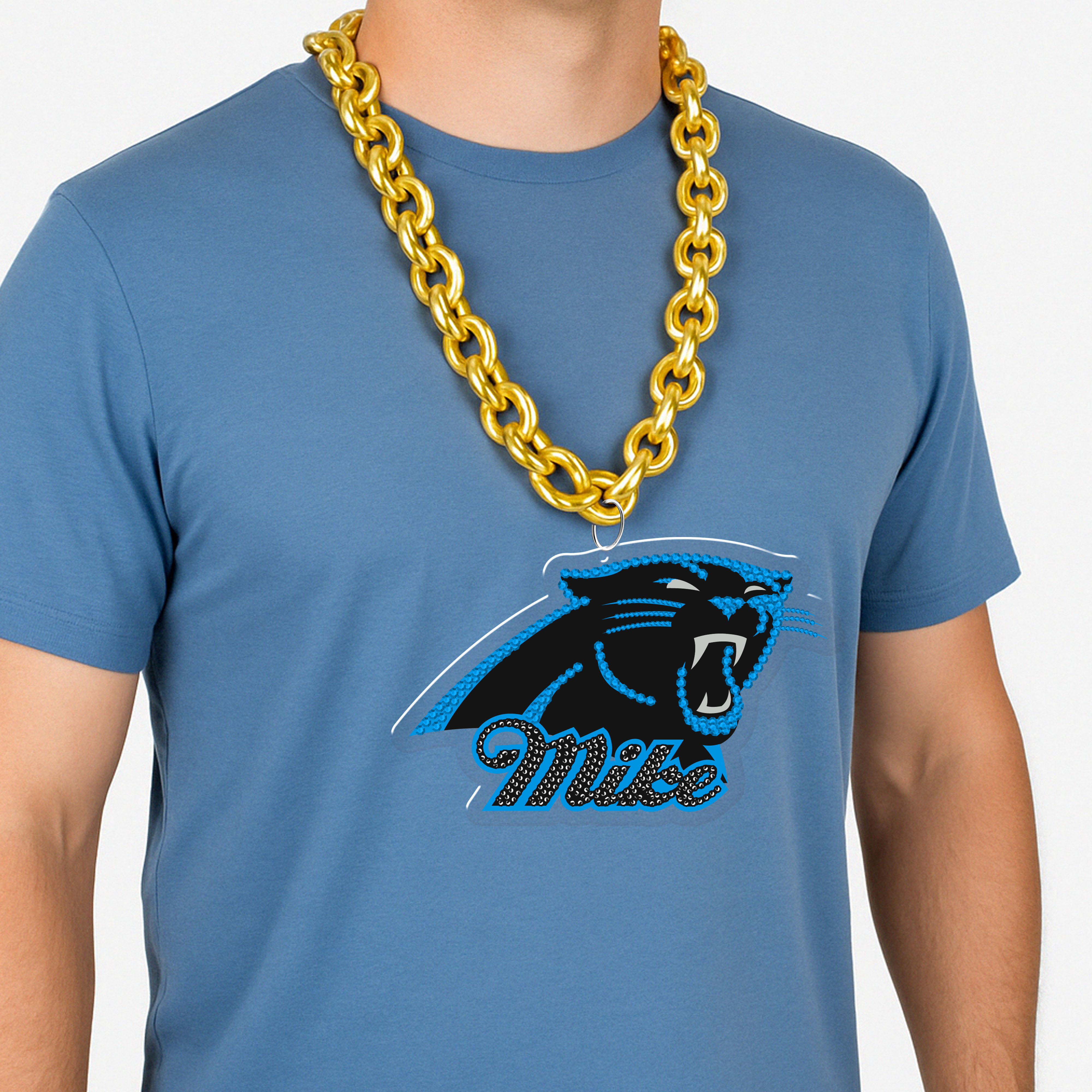 Custom Carolina Panthers Giant Necklace Acrylic Sparkling Stones NFL Fan Gifts