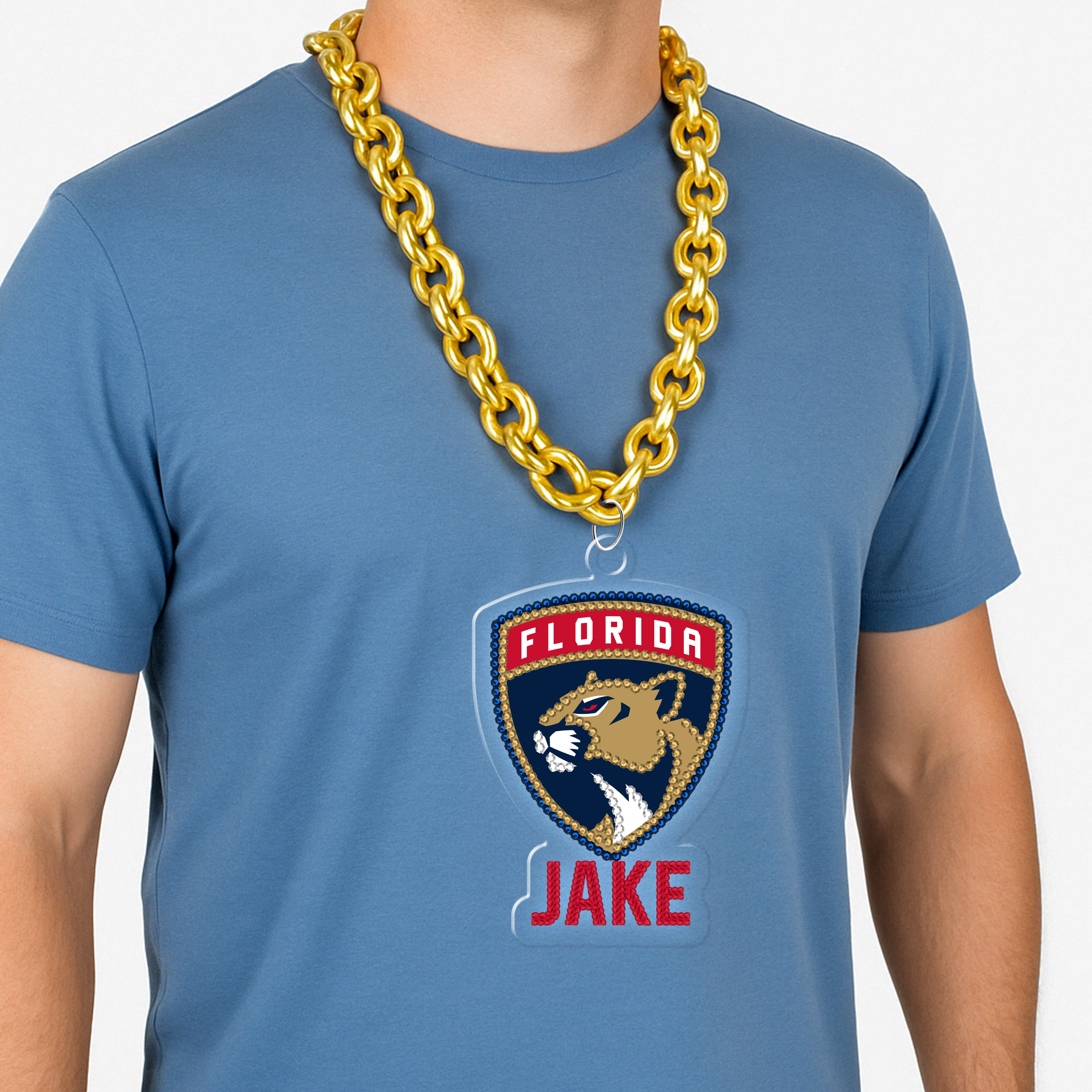 Custom Florida Panthers Giant Necklace Acrylic Sparkling Stones NHL Fan Gifts
