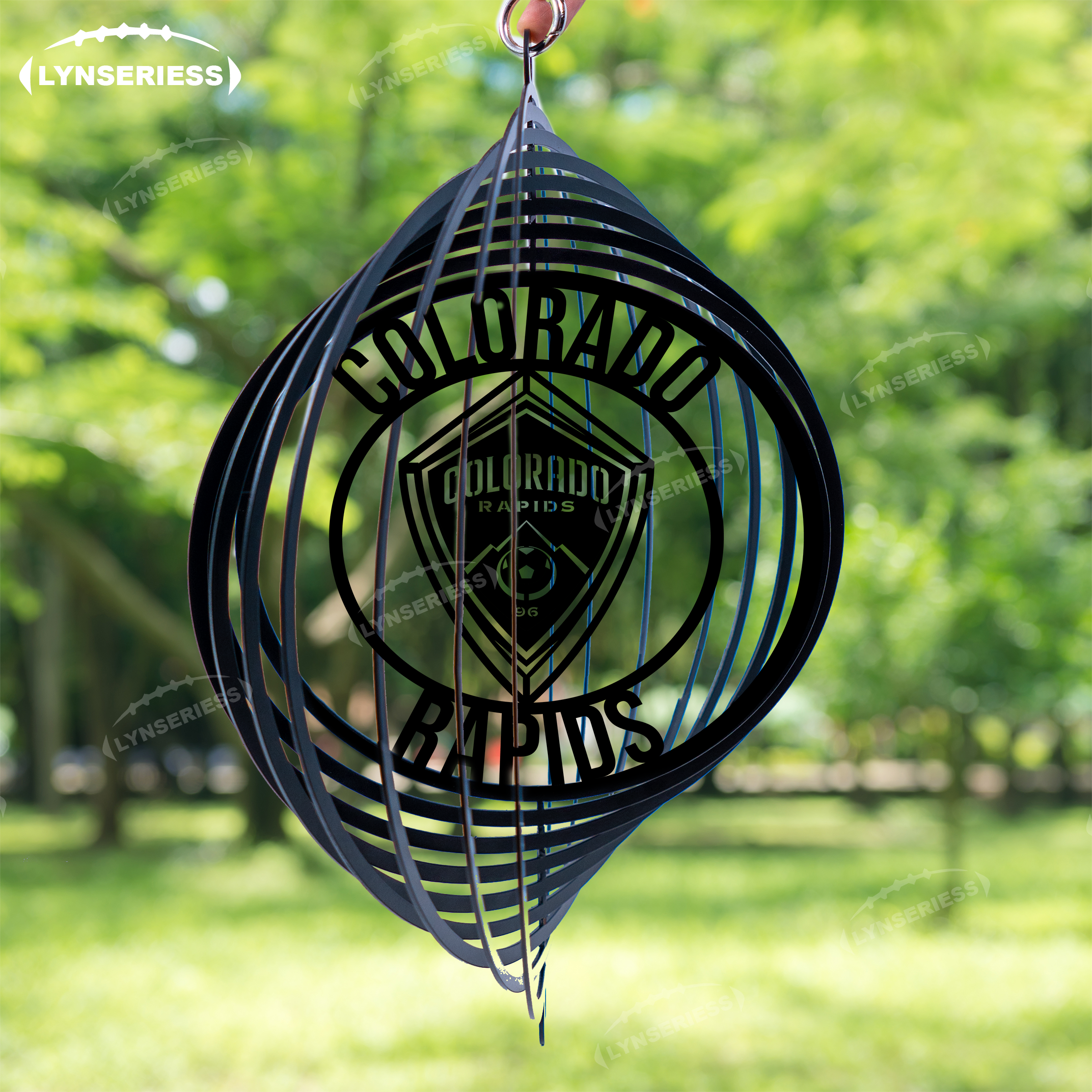 MLS Colorado Rapids FC Artwork Black Or Natural Rust Wind Spinner Outdoor Decor