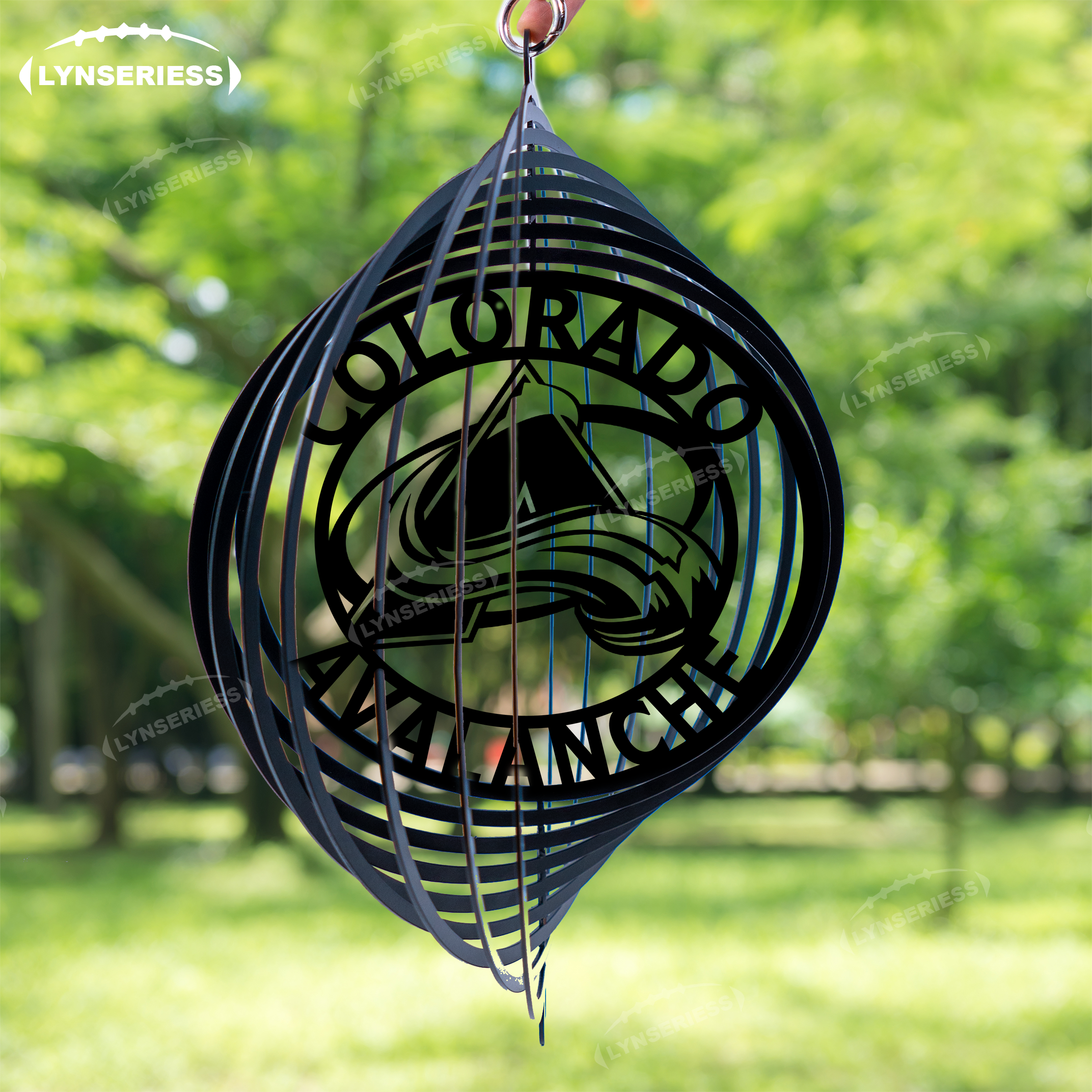 NHL Colorado Avalanche Artwork Black Or Natural Rust Wind Spinner Outdoor Decor