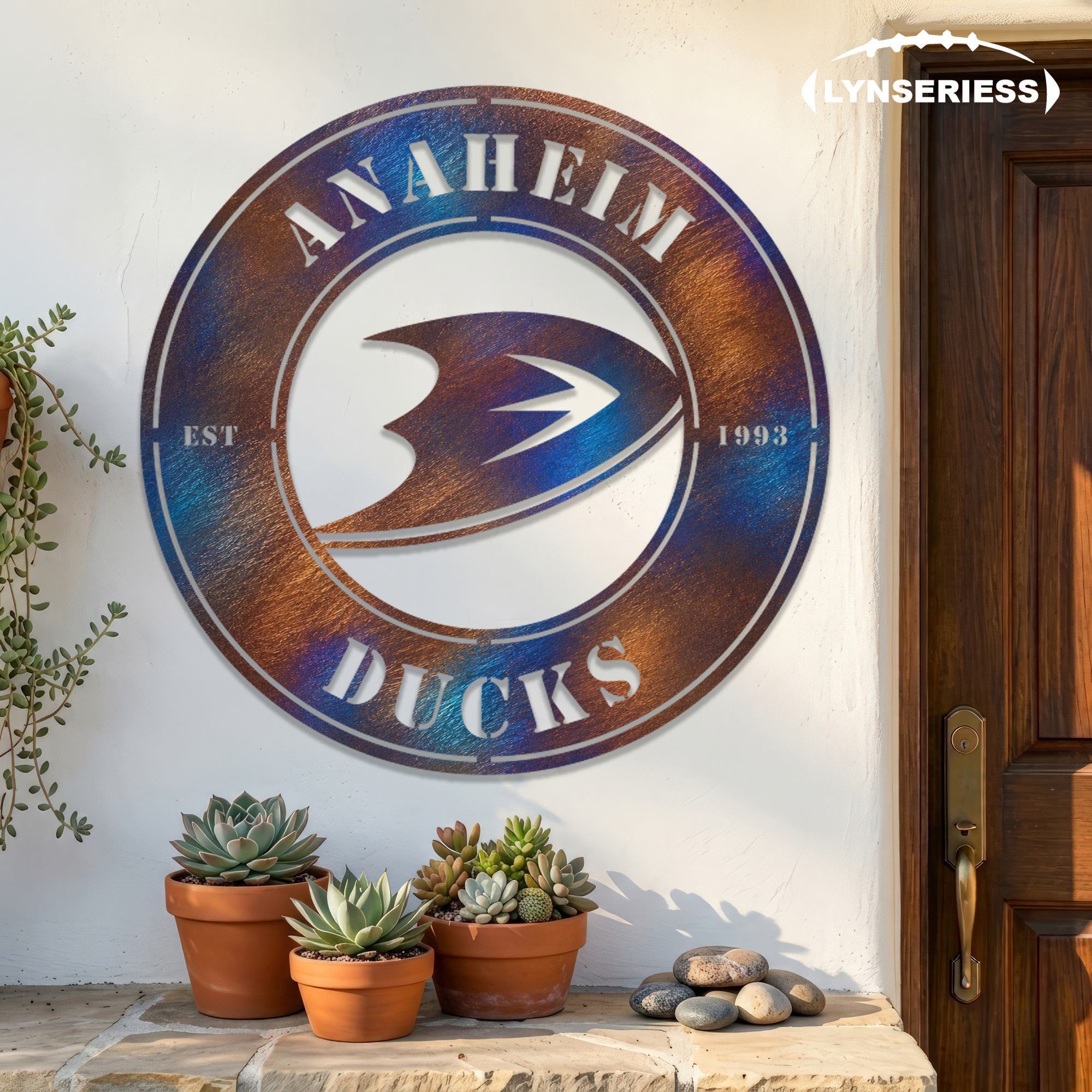 Anaheim Ducks NHL Fire Roasted Metal Wall Art Hockey Fan Gift Outdoor Patio Porch Vintage Decor