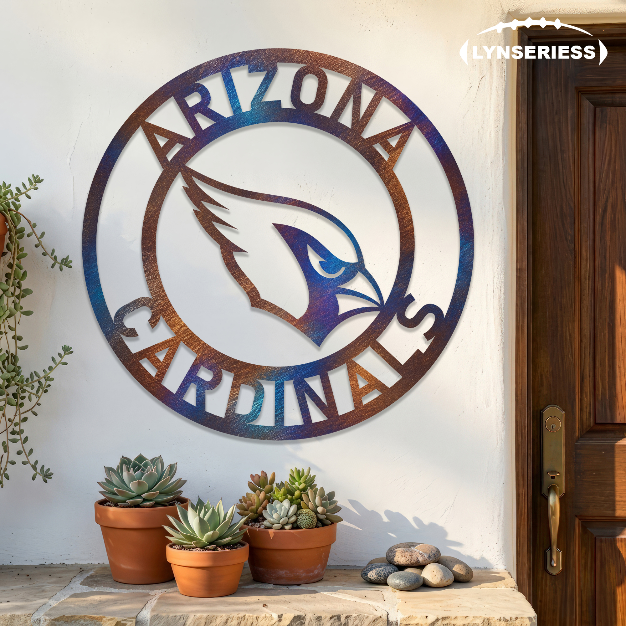Arizona Cardinals NFL Fire Roasted Metal Wall Art Football Fan Gift Outdoor Patio Porch Vintage Decor
