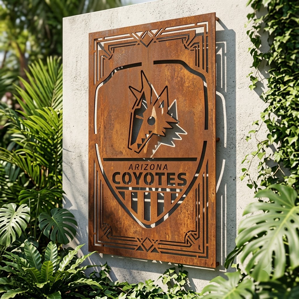Arizona Coyotes Shield Shape Custom Metal Garden Panel NHL Fan Wall Art Home Decor
