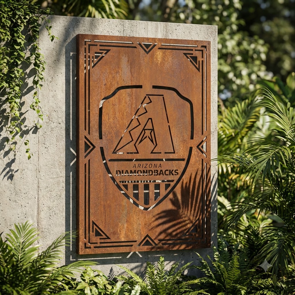 Arizona Diamondbacks Shield Shape Metal Custom Metal Garden Panel MLB Fan Wall Art Home Decor