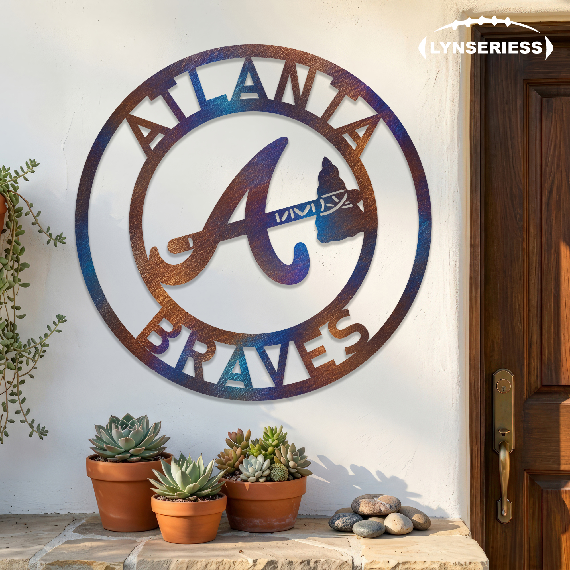 Atlanta Braves MLB Fire Roasted Metal Wall Art Baseball Fan Gift Outdoor Patio Porch Vintage Decor