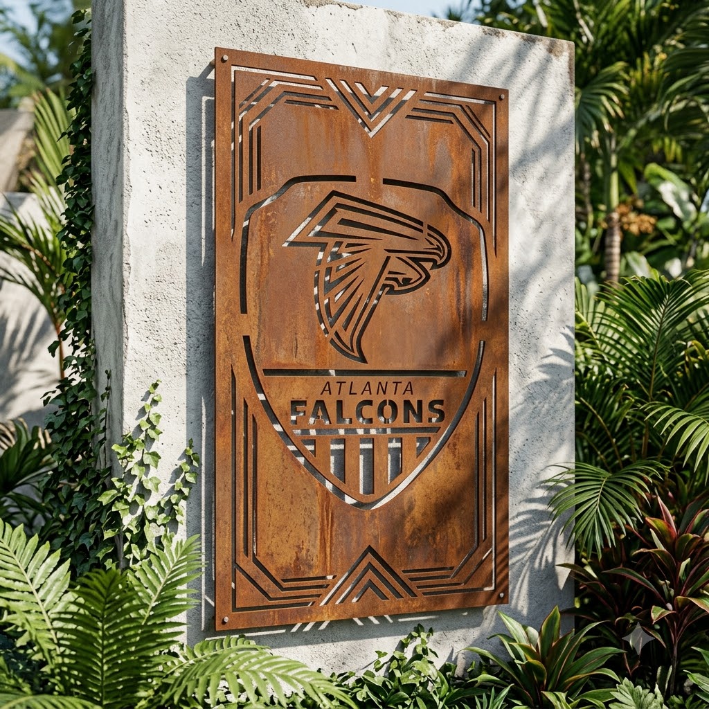 Atlanta Falcons Shield Custom Logo Metal Wall Panel – NFL American Football Fan Wall Decor Gift