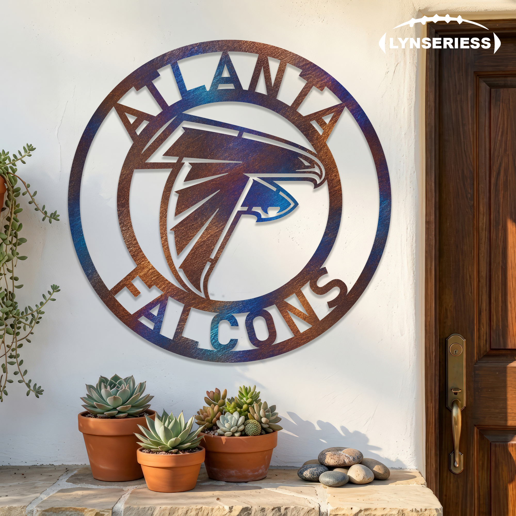 Atlanta Falcons NFL Fire Roasted Metal Wall Art Football Fan Gift Outdoor Patio Porch Vintage Decor